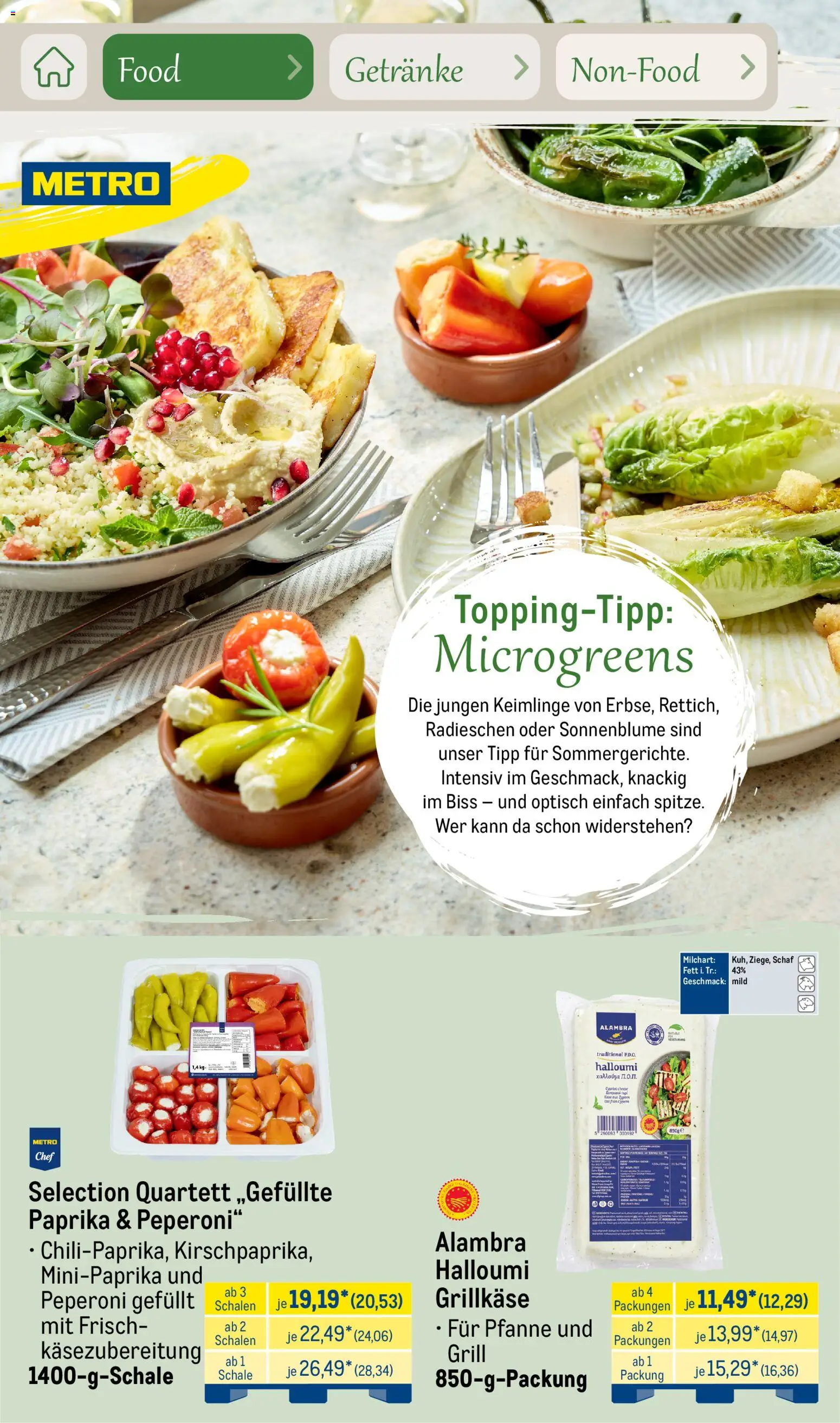 Metro Saisonkatalog Outdoor Dining – gültig ab 01.06.2026 | Seite: 16 | Produkte: Grill, Käse, Paprika