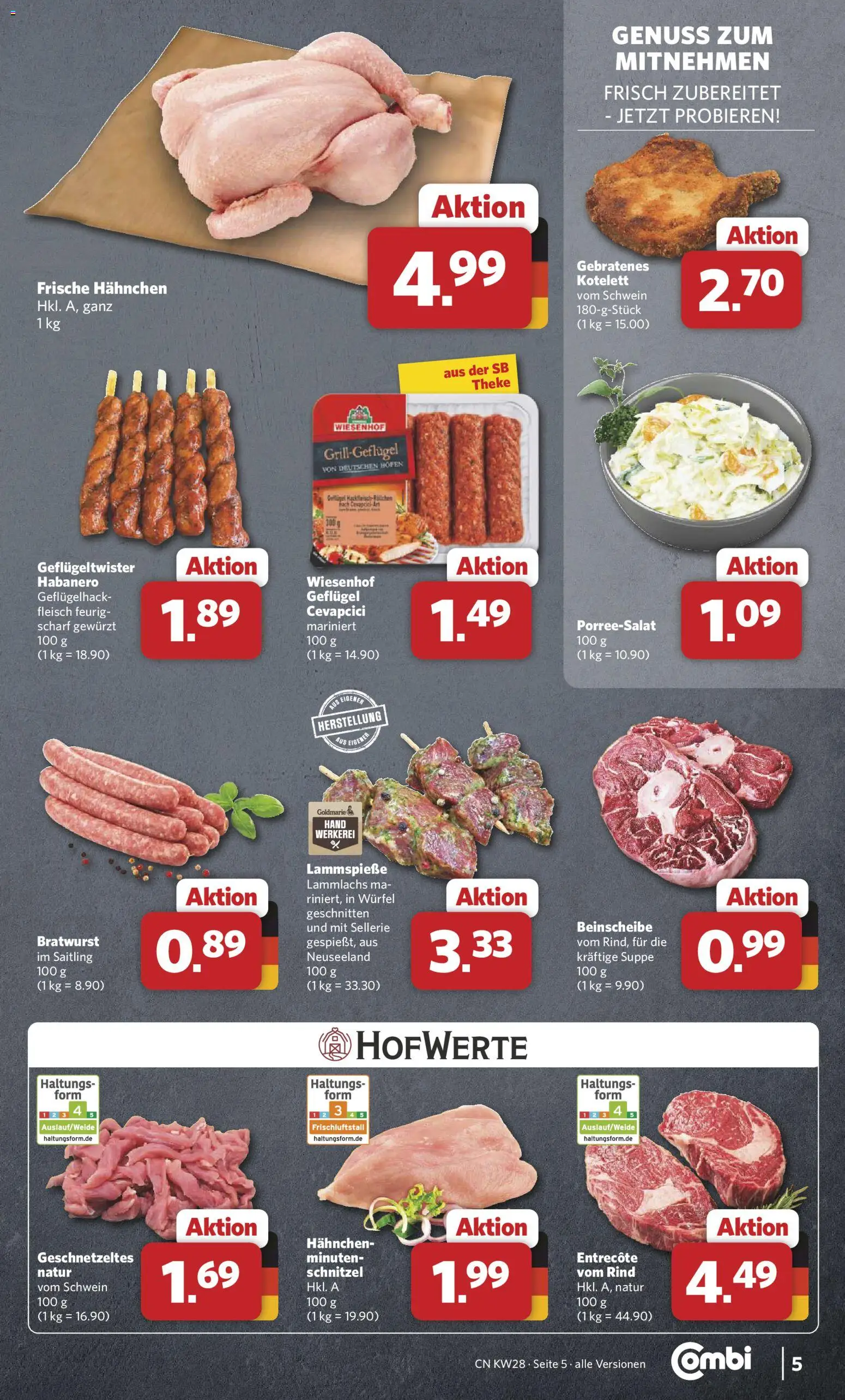 Combi Prospekt – gültig ab 06.07.2026 | Seite: 5 | Produkte: Bratwurst, Cevapcici, Entrecote, Schnitzel