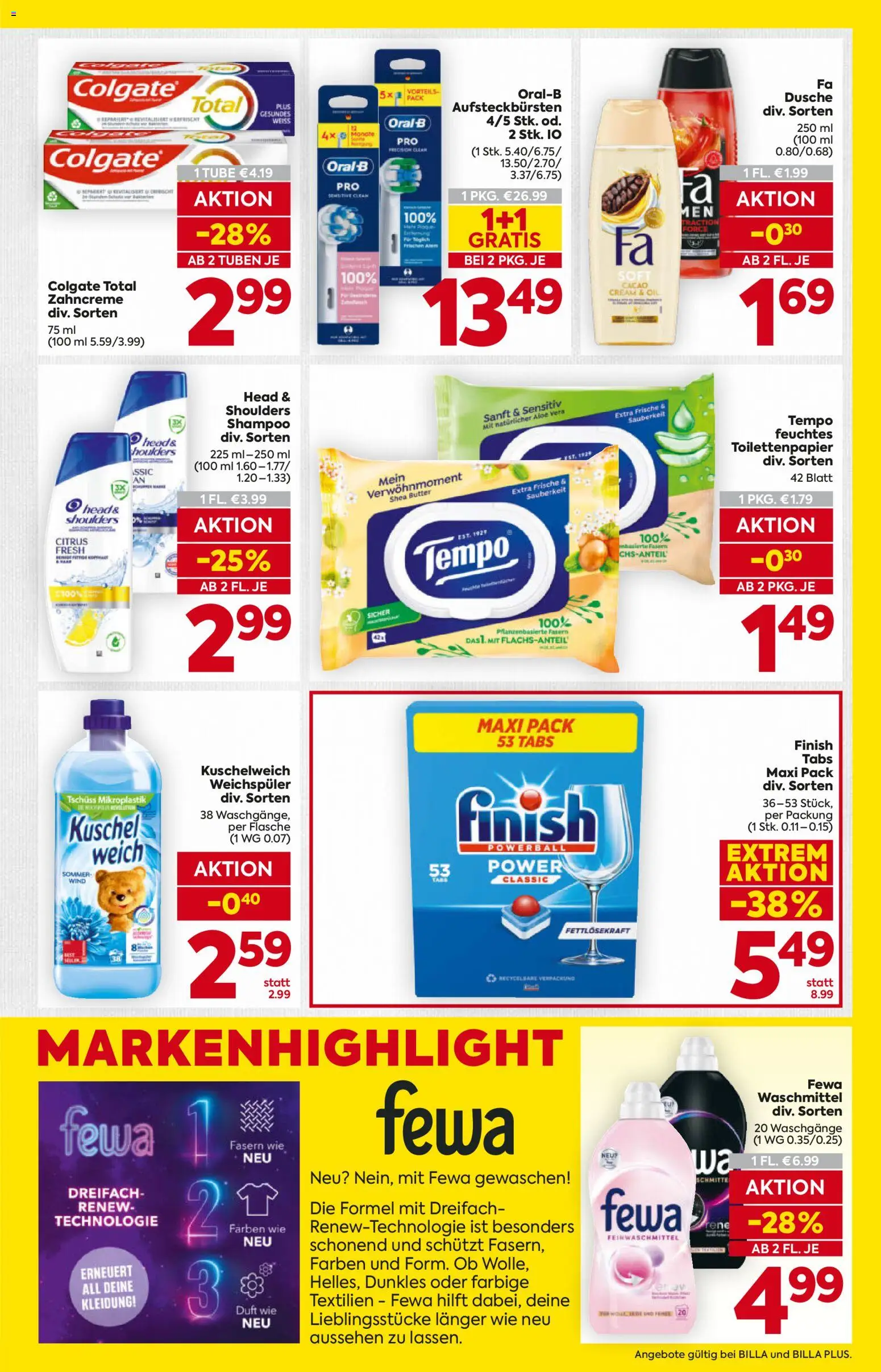 Billa AT akciós ujság - amely érvényes a következő dátumtól: 2026.07.16. | Oldal: 15 | Termékek: Colgate, Head & Shoulders, Aloe vera, Finish