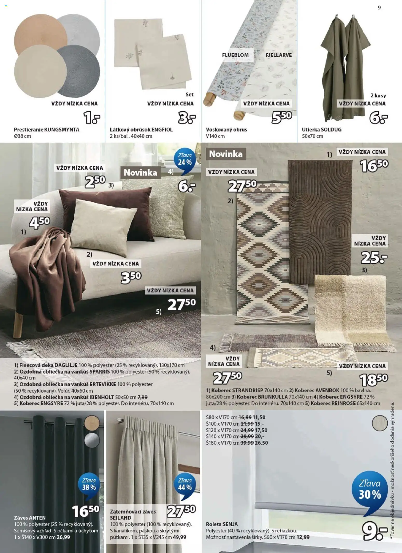 Nové JYSK akcie – leták je platný od 02.09.2026 | Strana: 9 | Produkty: Vankúš, Koberec