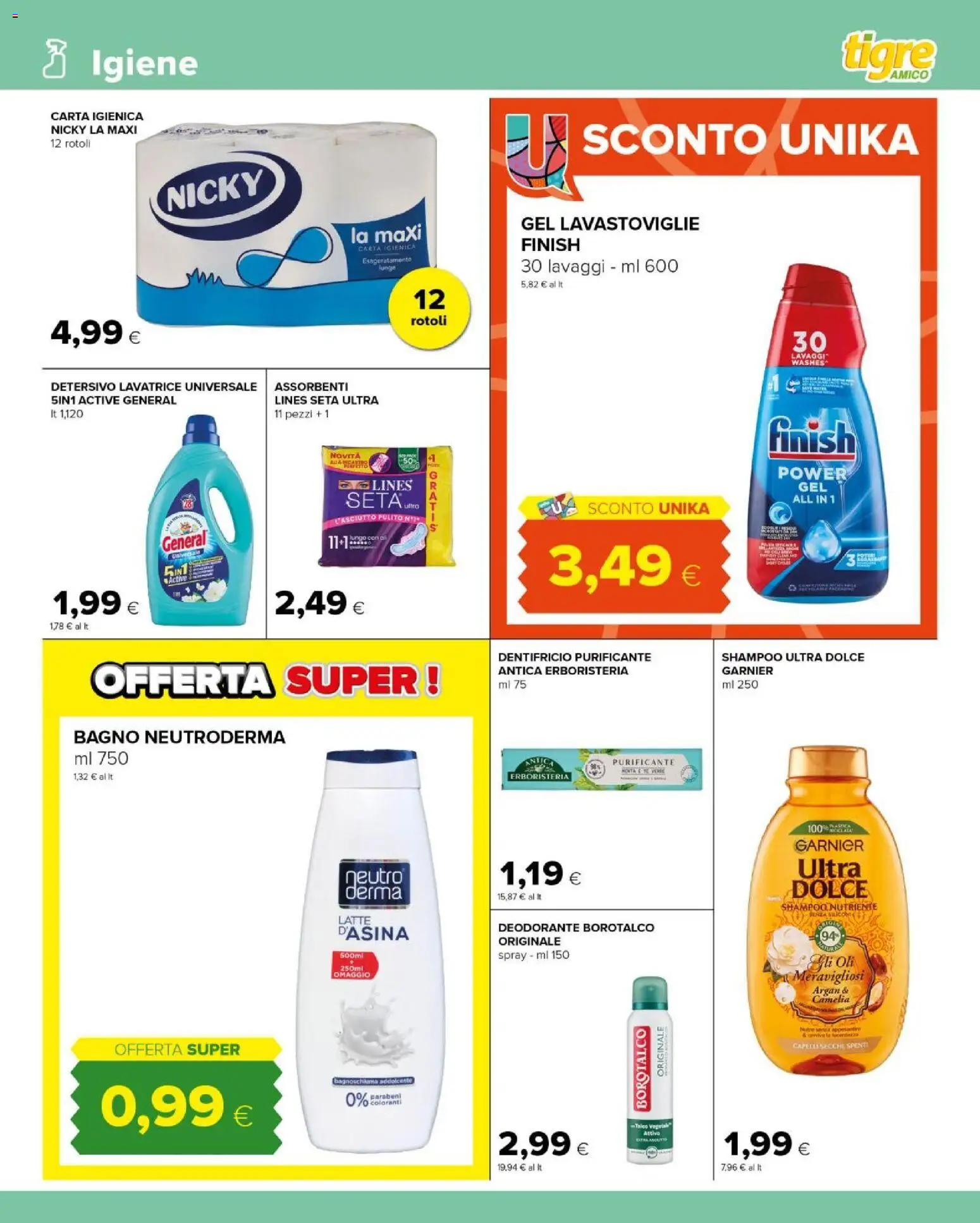 Volantino Tigre del 06.05.2026 | Pagina: 11 | Prodotti: Bagnoschiuma, Deodorante, Dentifricio, Lavatrice