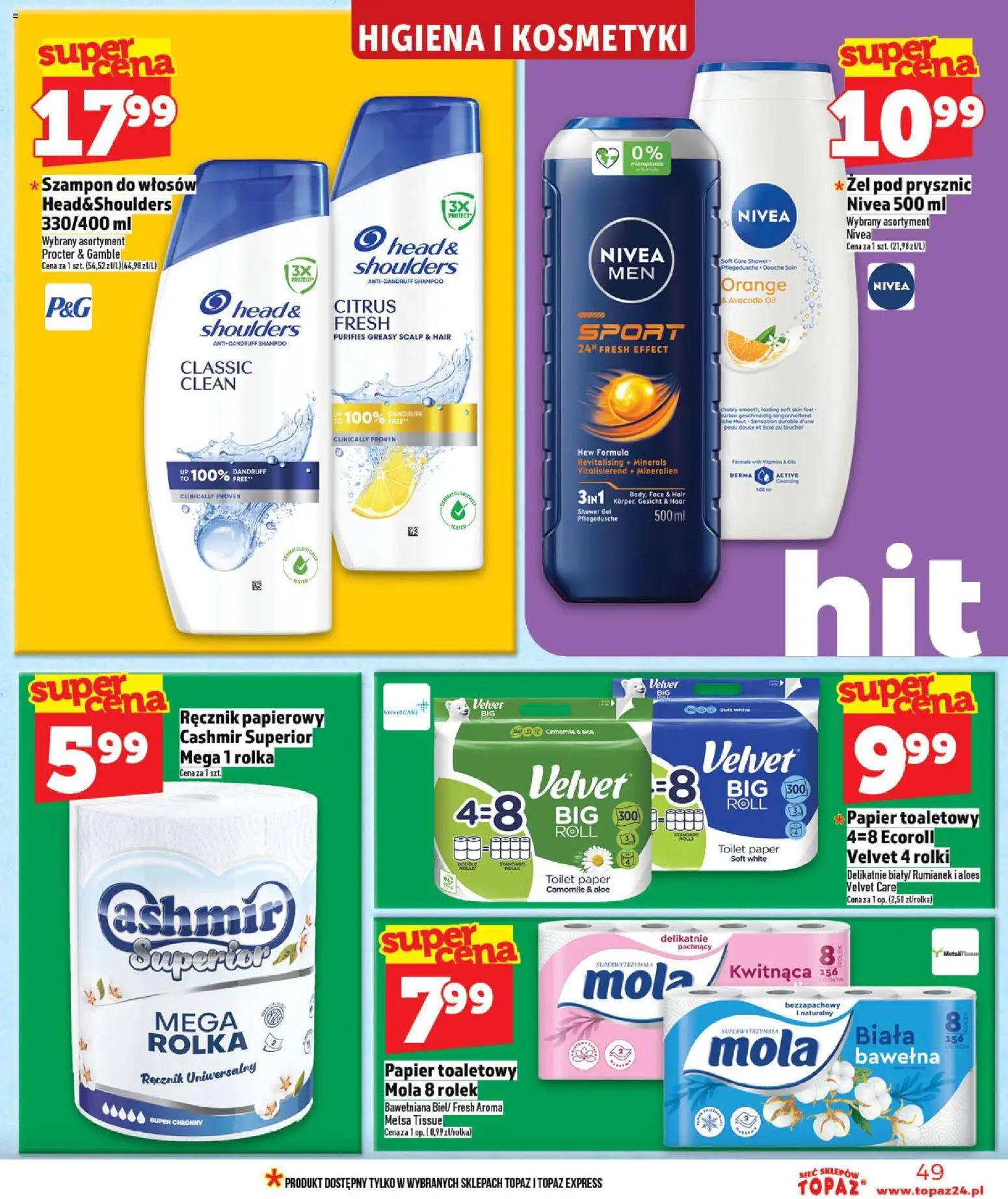 Topaz gazetka - Ceny małe na stałe od 14.05.2026 | Strona: 49 | Produkty: Rolki, Prysznic, Żel pod prysznic, Ręcznik papierowy