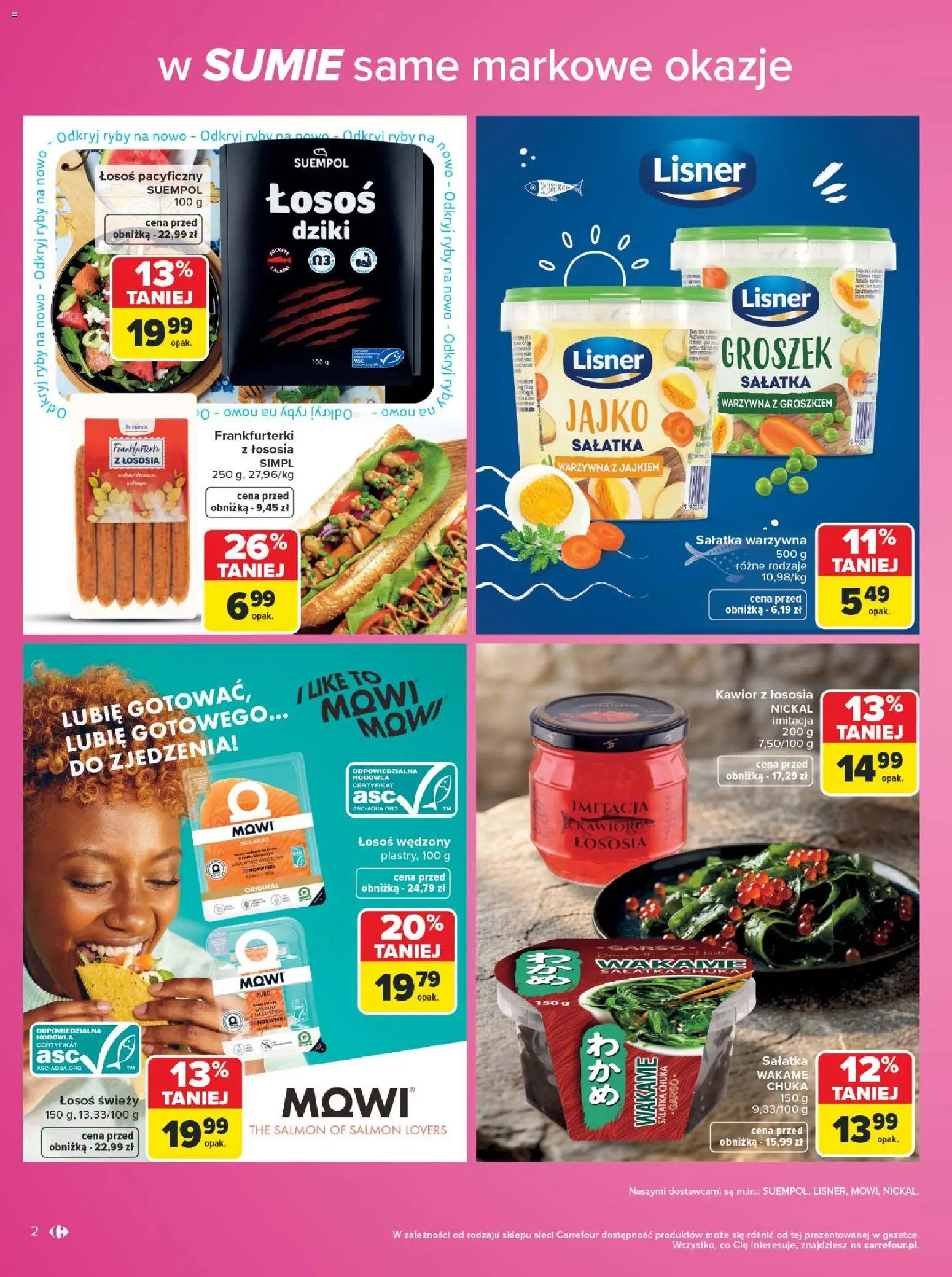 Carrefour gazetka - Same markowe okazje od 03.08.2026 | Strona: 2 | Produkty: Groszek, Wakame, Sałatka, Kawior