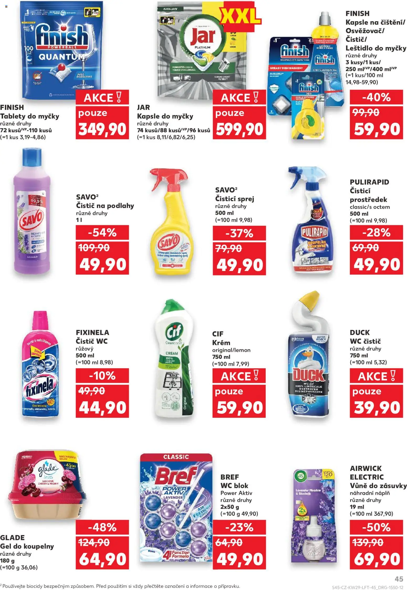 Kaufland leták od 15.07.2026 | Strana: 45 | Produkty: Leštidlo do myčky, Wc blok, Savo, Blok