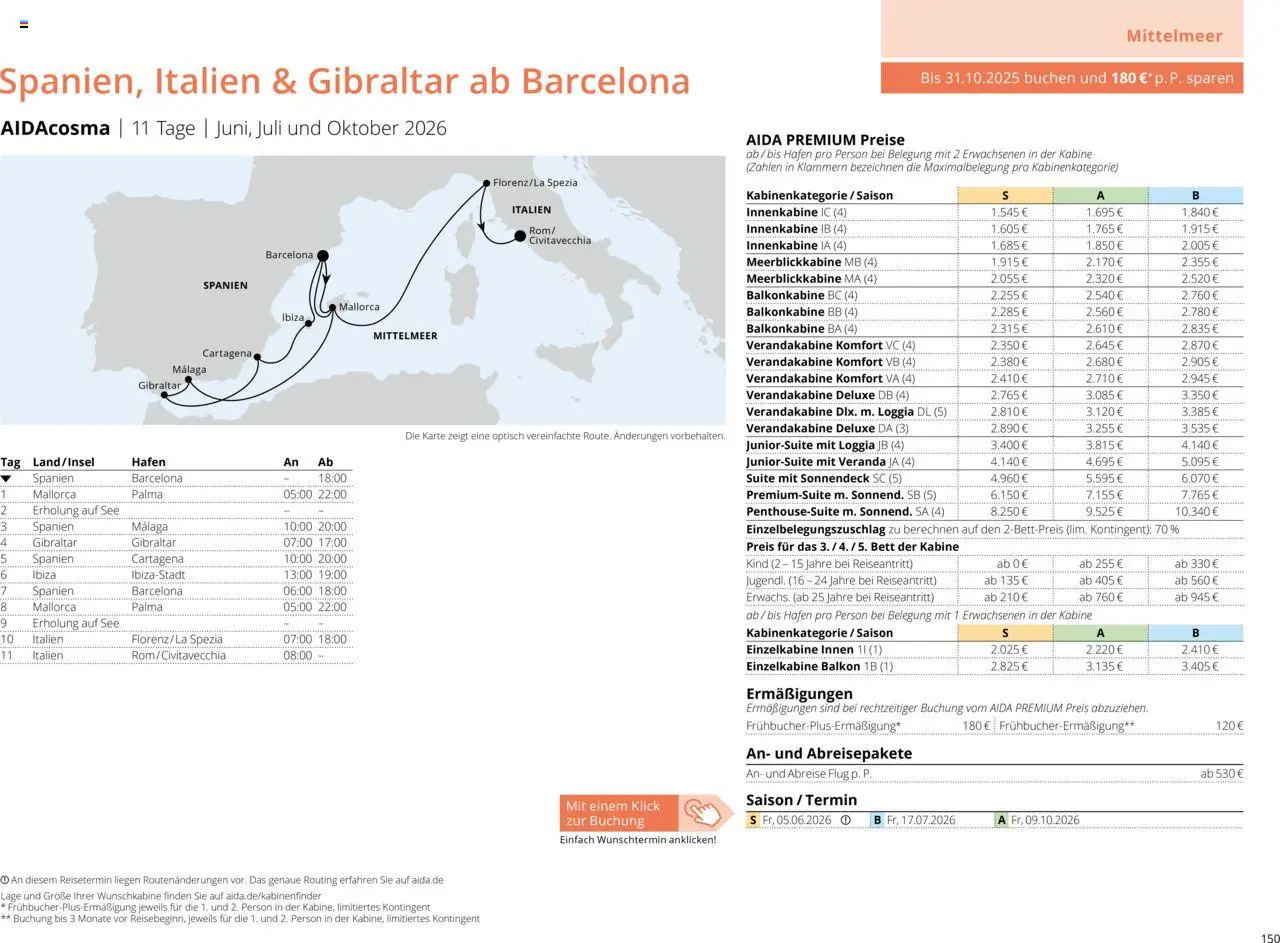 Aida Sommer 2026 – gültig ab 01.03.2026 | Seite: 150 | Produkte: Bett