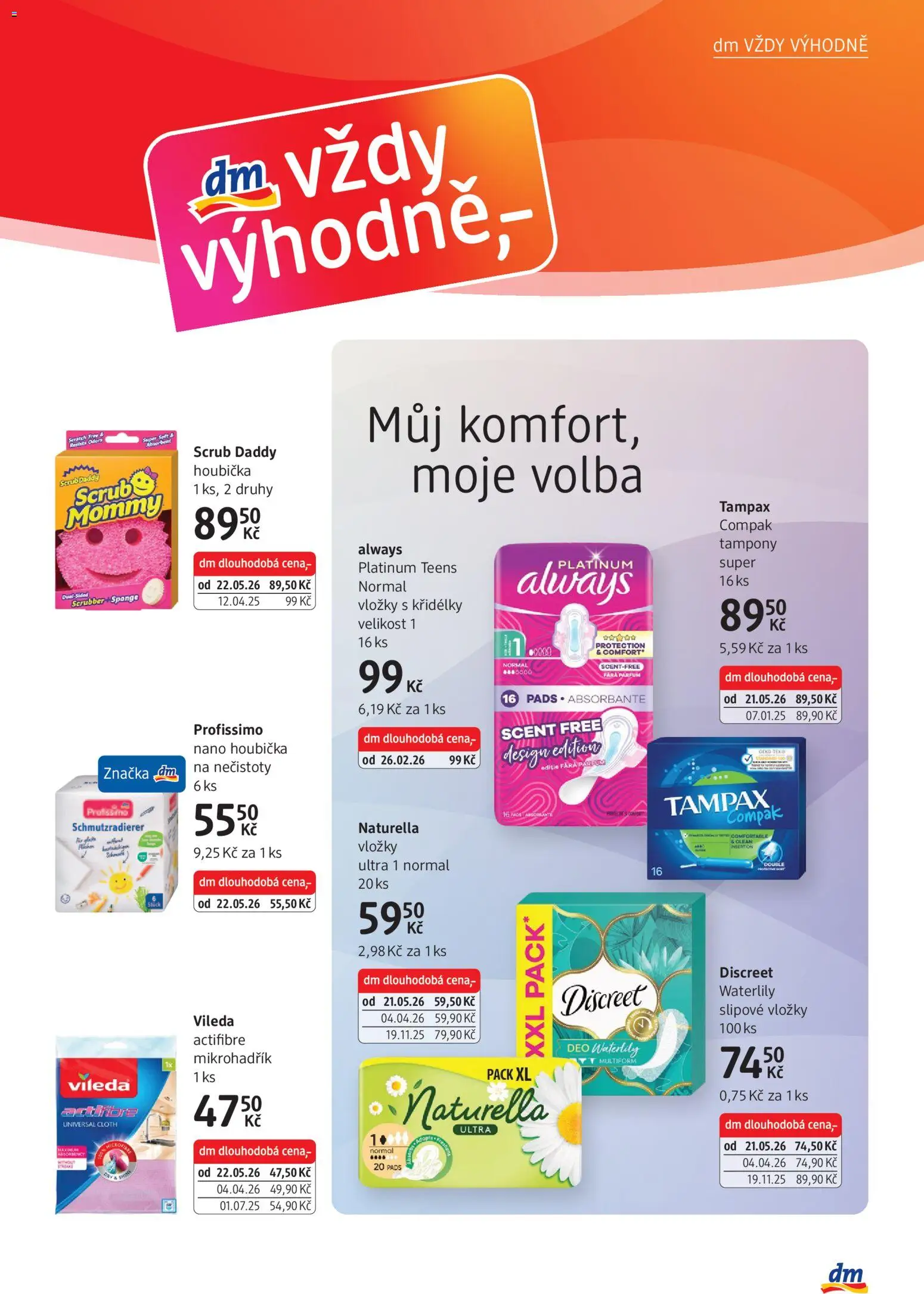 dm drogerie leták od 04.06.2026 | Strana: 7 | Produkty: Houbička, Nano houbička, Vložky, Tampony