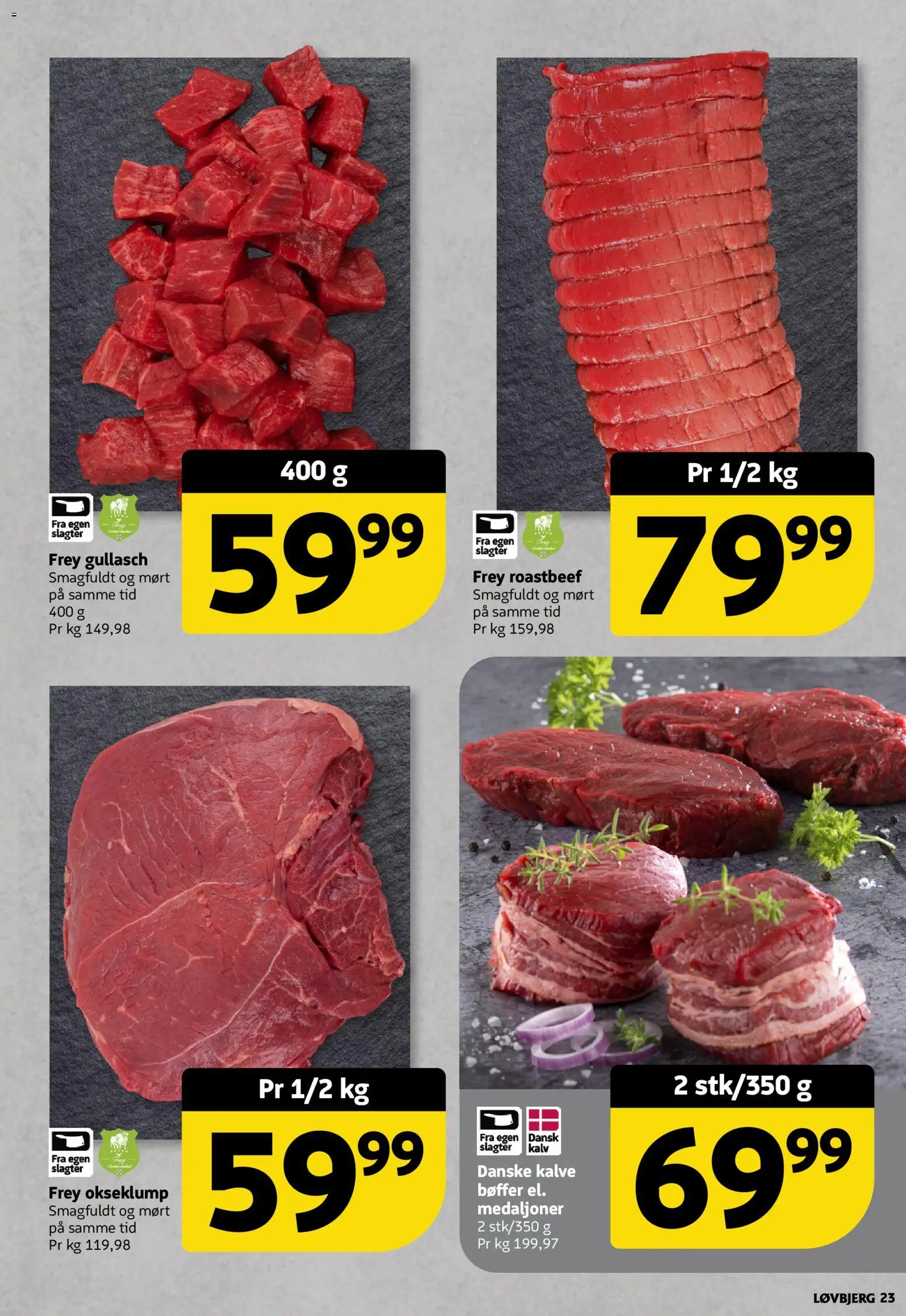 Løvbjerg tilbudsavis – gyldig fra 16/10/2026 | Side: 23 | Produkter: Bøffer, Roastbeef