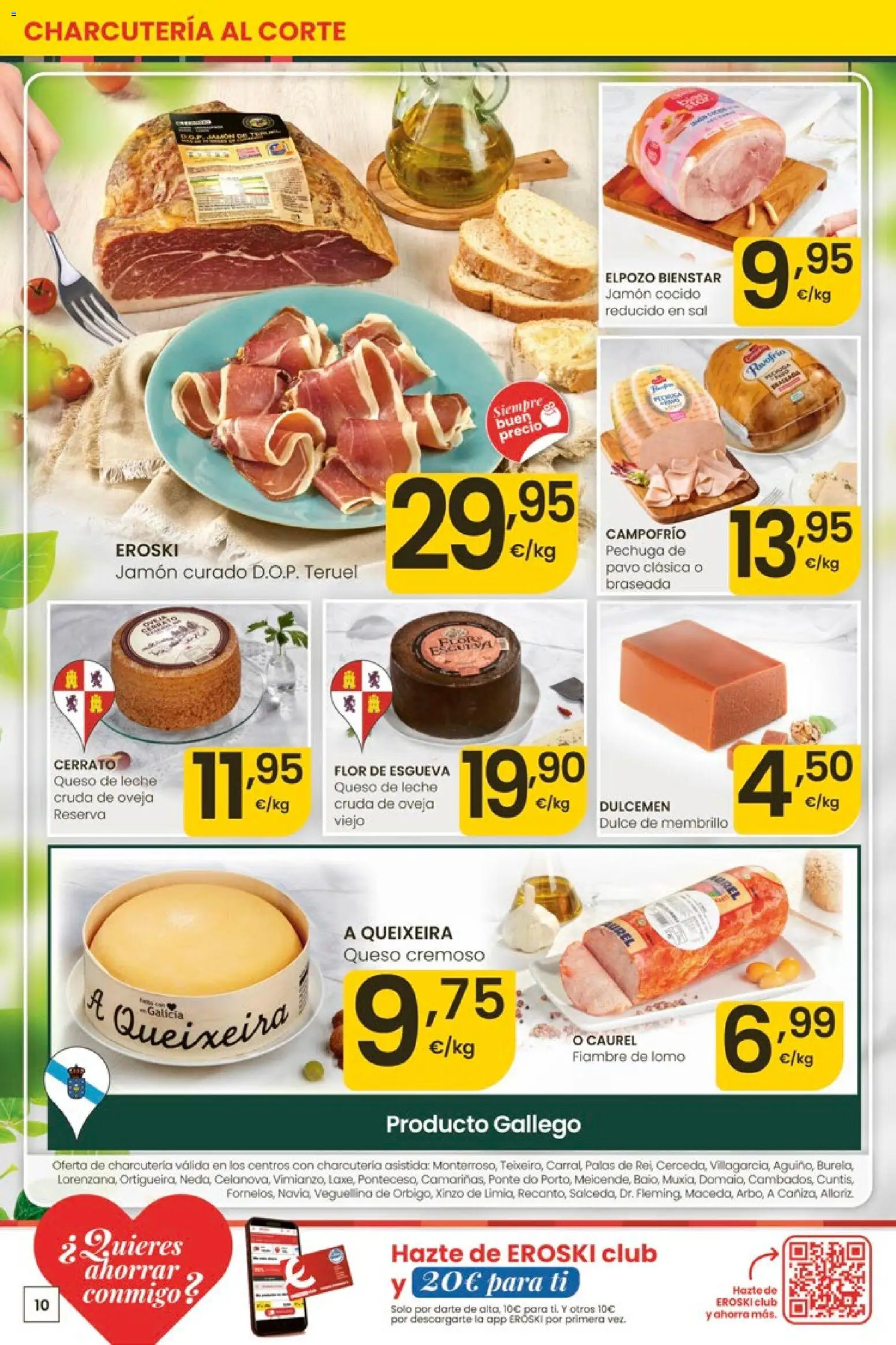 Eroski Quieres ahorrar conmigo │ válido desde el 14.05.2026 | Página: 10 | Productos: Leche, Queso, Jamón, Jamón cocido