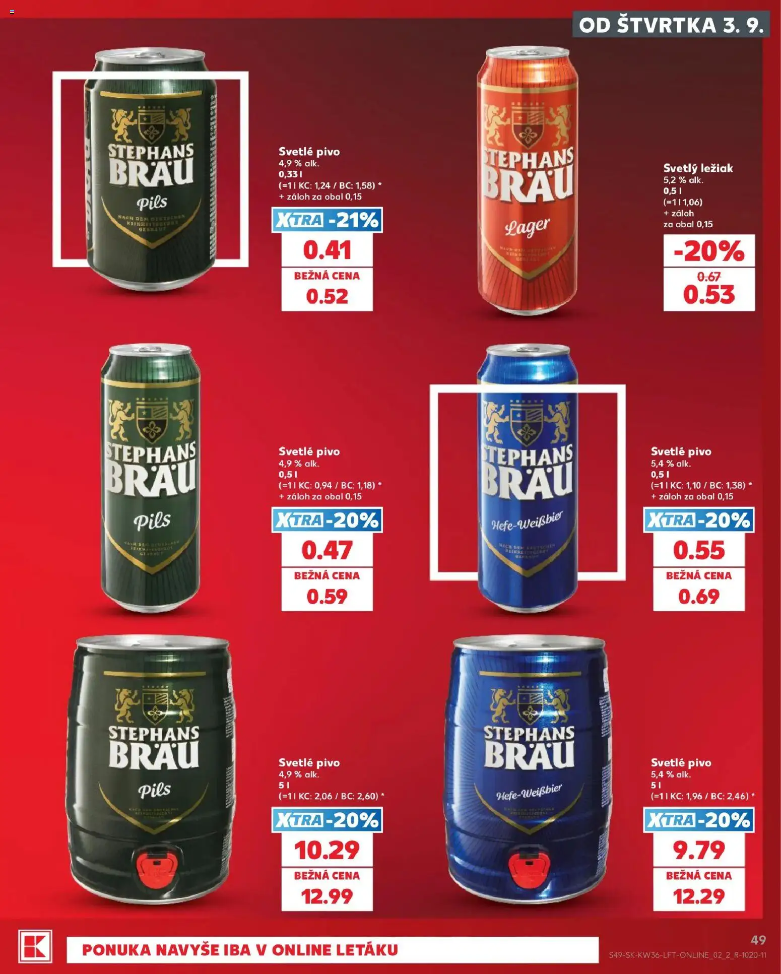 Nové Kaufland akcie – leták je platný od 03.09.2026 | Strana: 49 | Produkty: Pivo