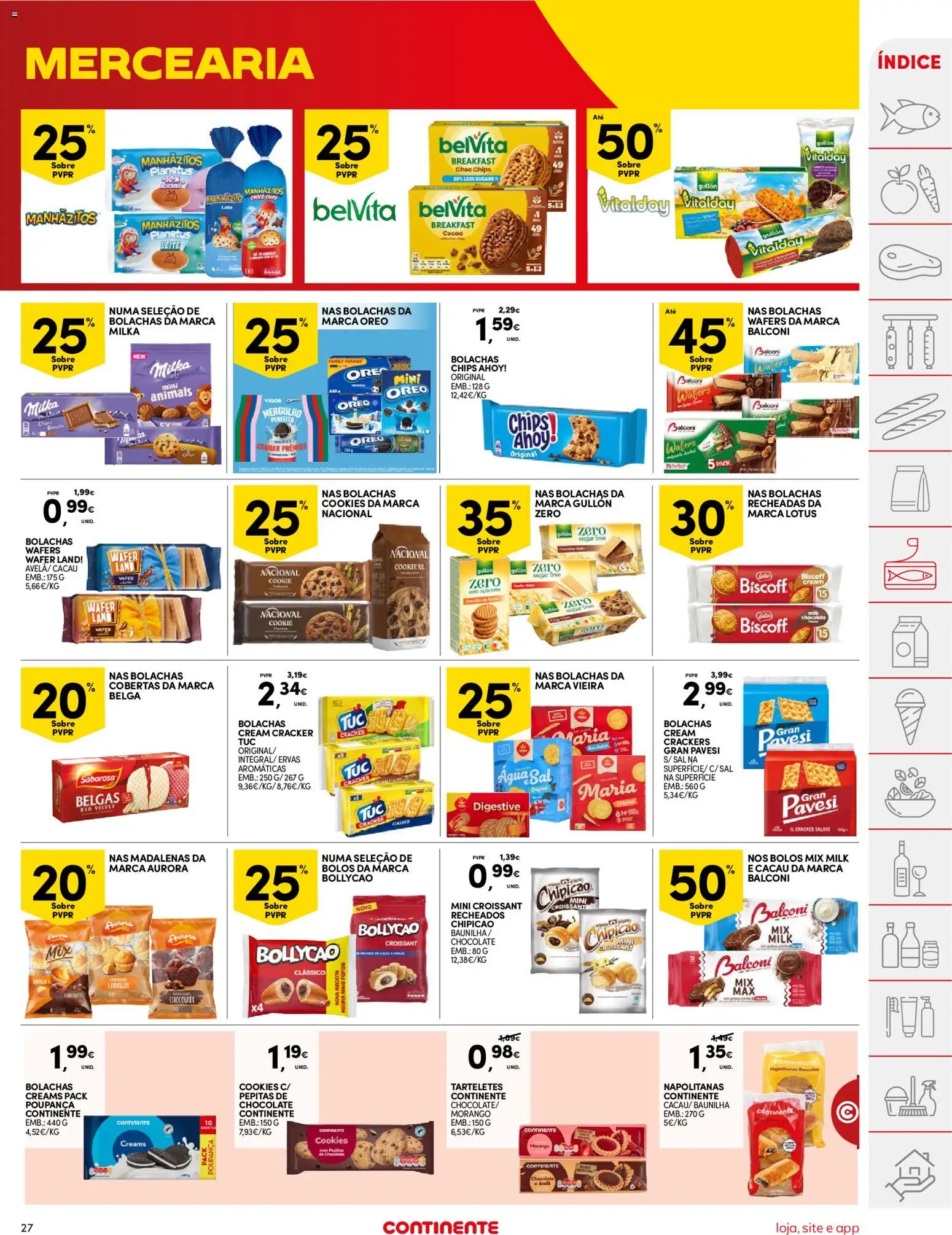 Continente folheto │ válido de 16.06.2026 | Página: 27 | Produtos: Agua, Bolachas, Manhãzitos, Chocolate