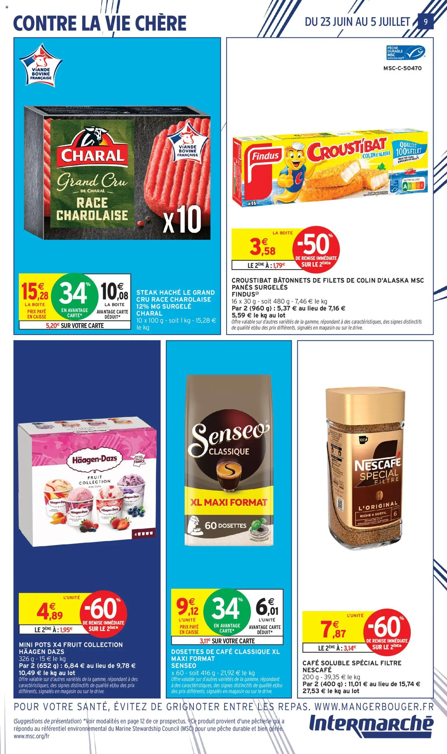 {H1} | Page: 9 | Produits: Pêche, Dosettes de café classique, Café, Viande