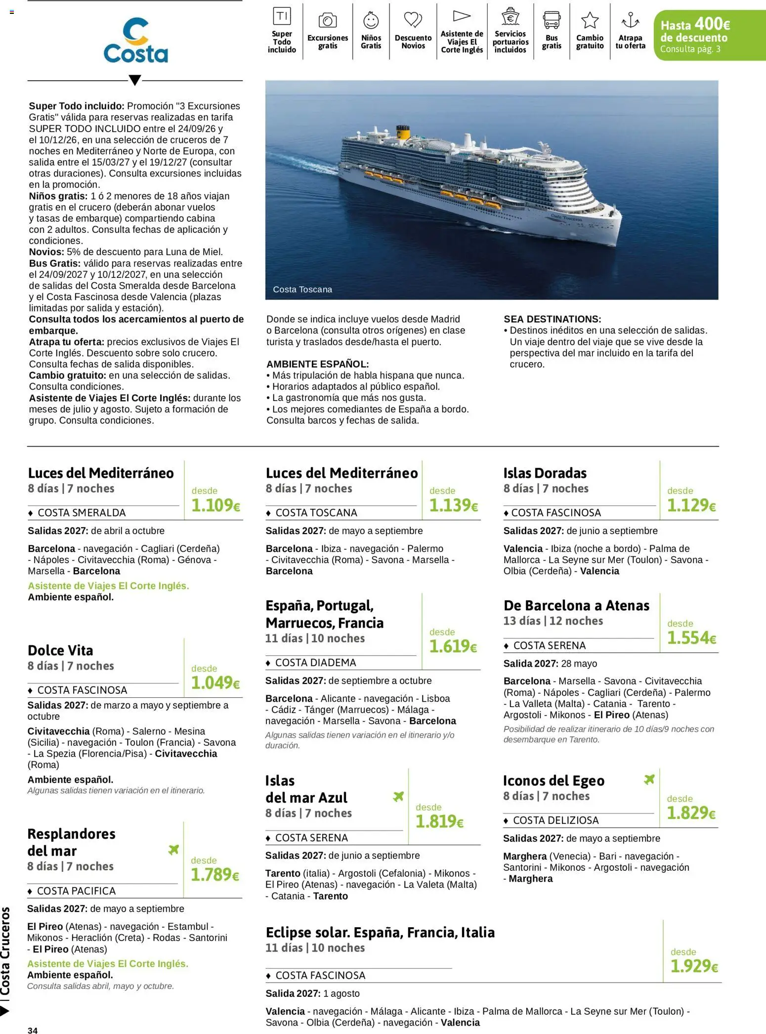 Viajes El Corte Inglés Crucero fantástico │ válido desde el 14/09/2026 | Página: 34 | Productos: Navegación