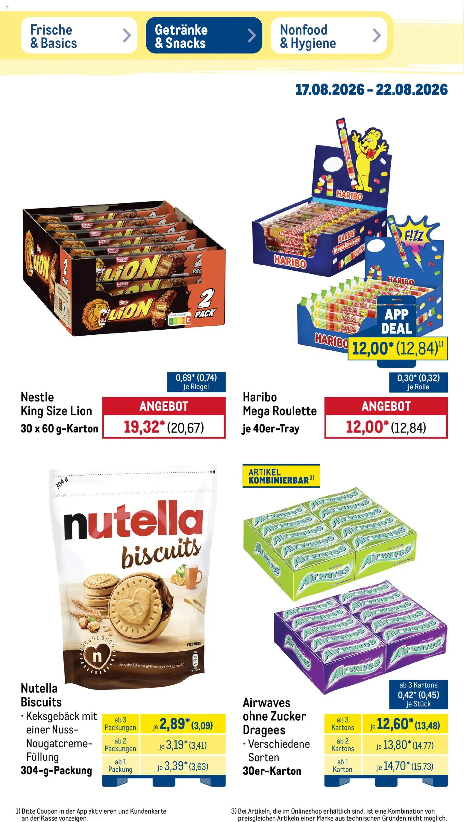 Metro Prospekt – gültig ab 17.08.2026 | Seite: 26 | Produkte: Haribo, Nutella, Zucker, Kekse
