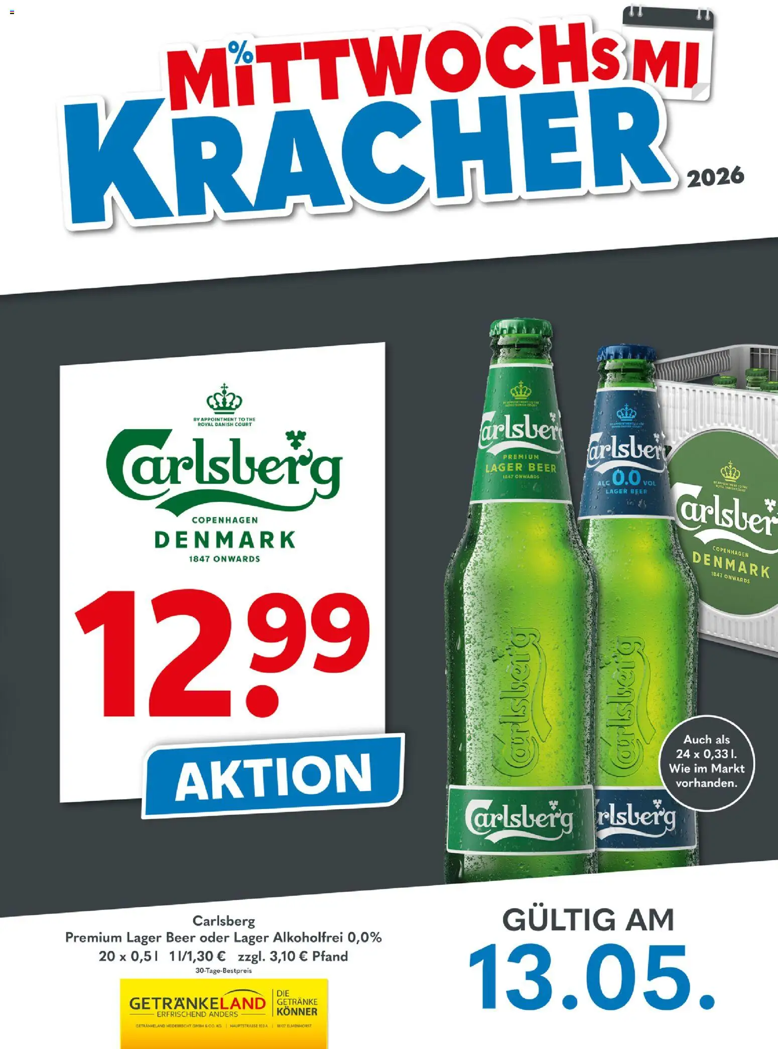 Getränkeland Mittwochs Kracher – gültig ab 13.05.2026 | Seite: 1 | Produkte: Carlsberg