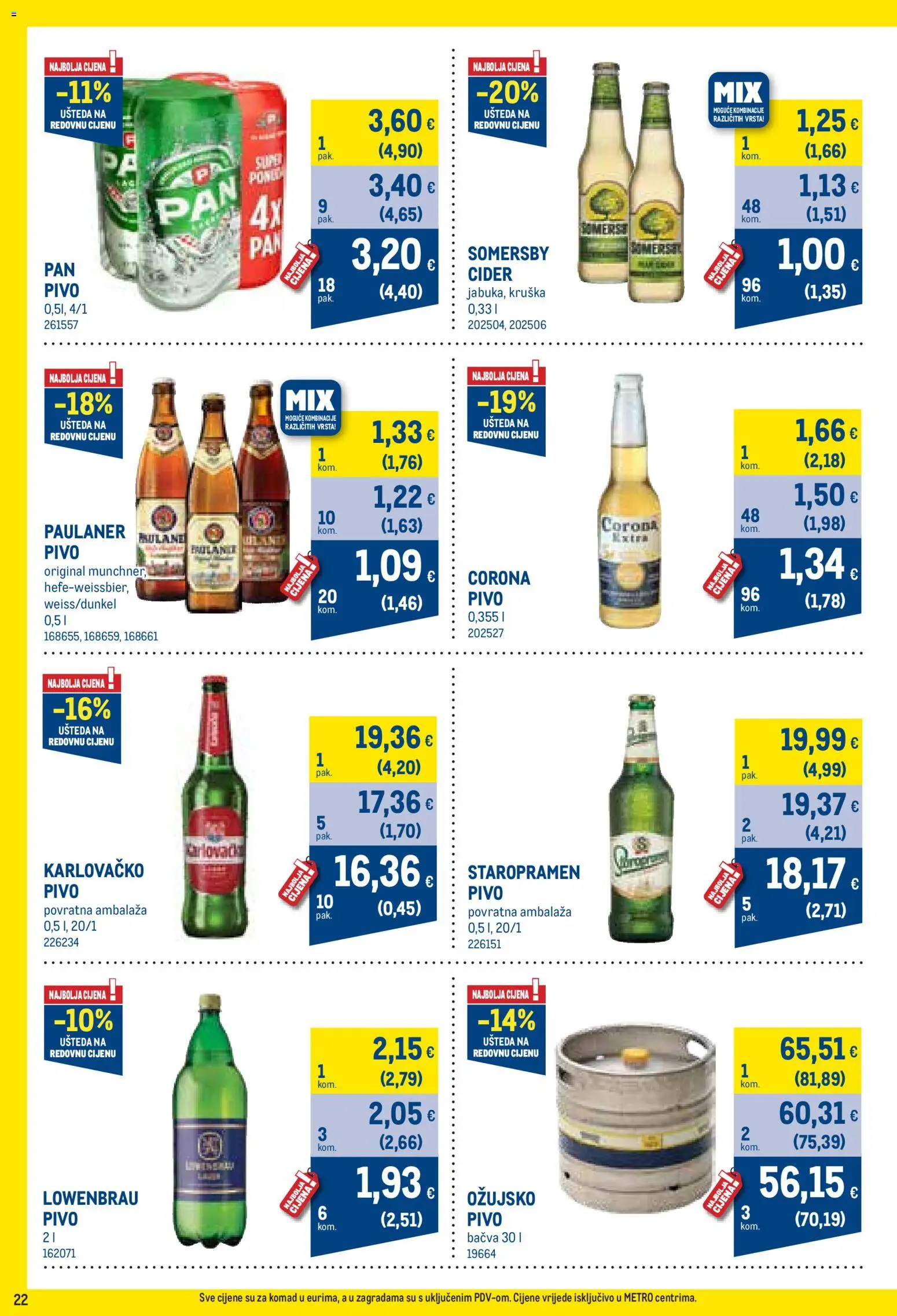 Metro katalog | vrijedi od 01.06.2026 | Stranica: 22 | Proizvodi: Karlovačko, Pivo, Kruška, Somersby