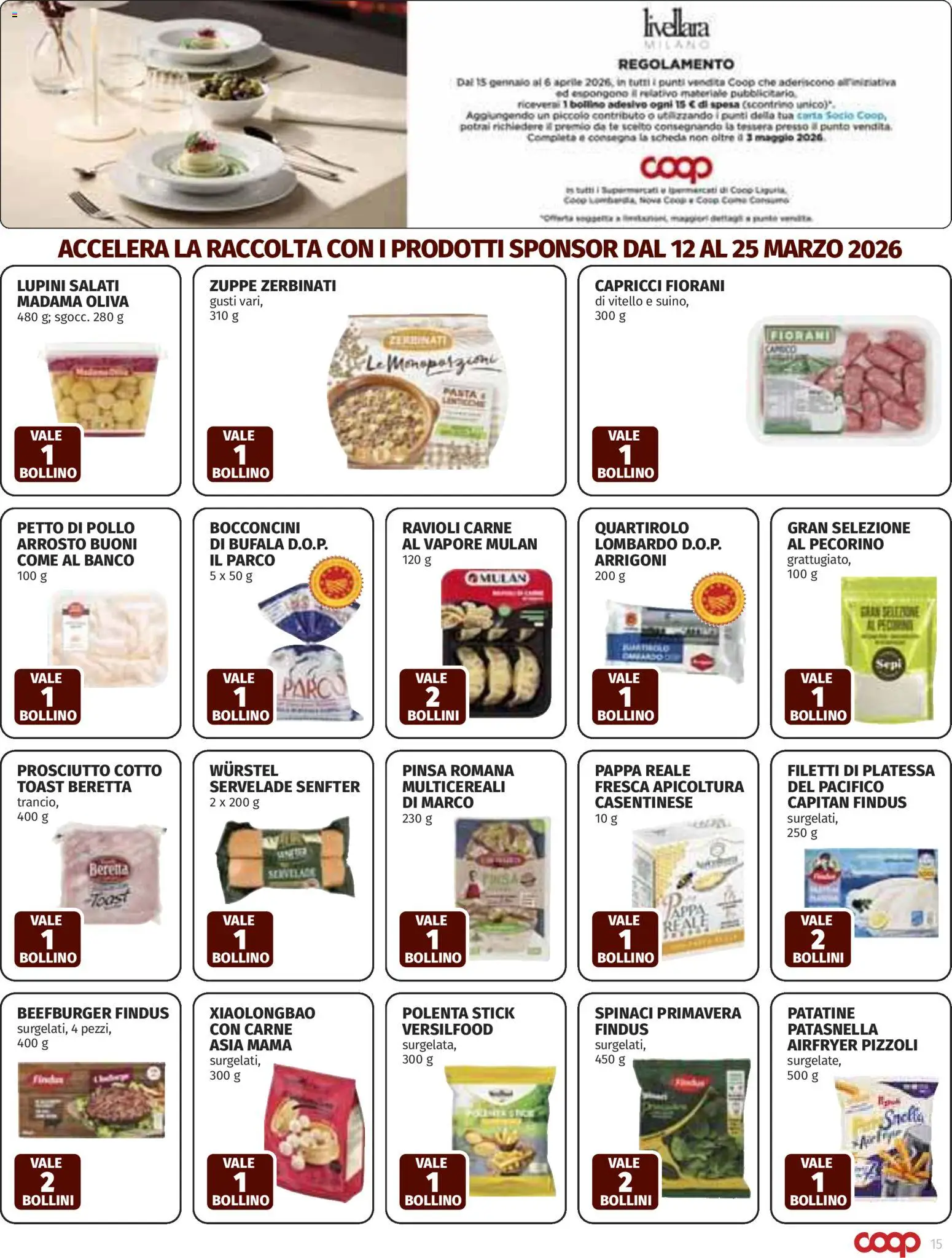 Volantino COOP del 12.03.2026 | Pagina: 15 | Prodotti: Pollo, Patatine, Wurstel, Pecorino