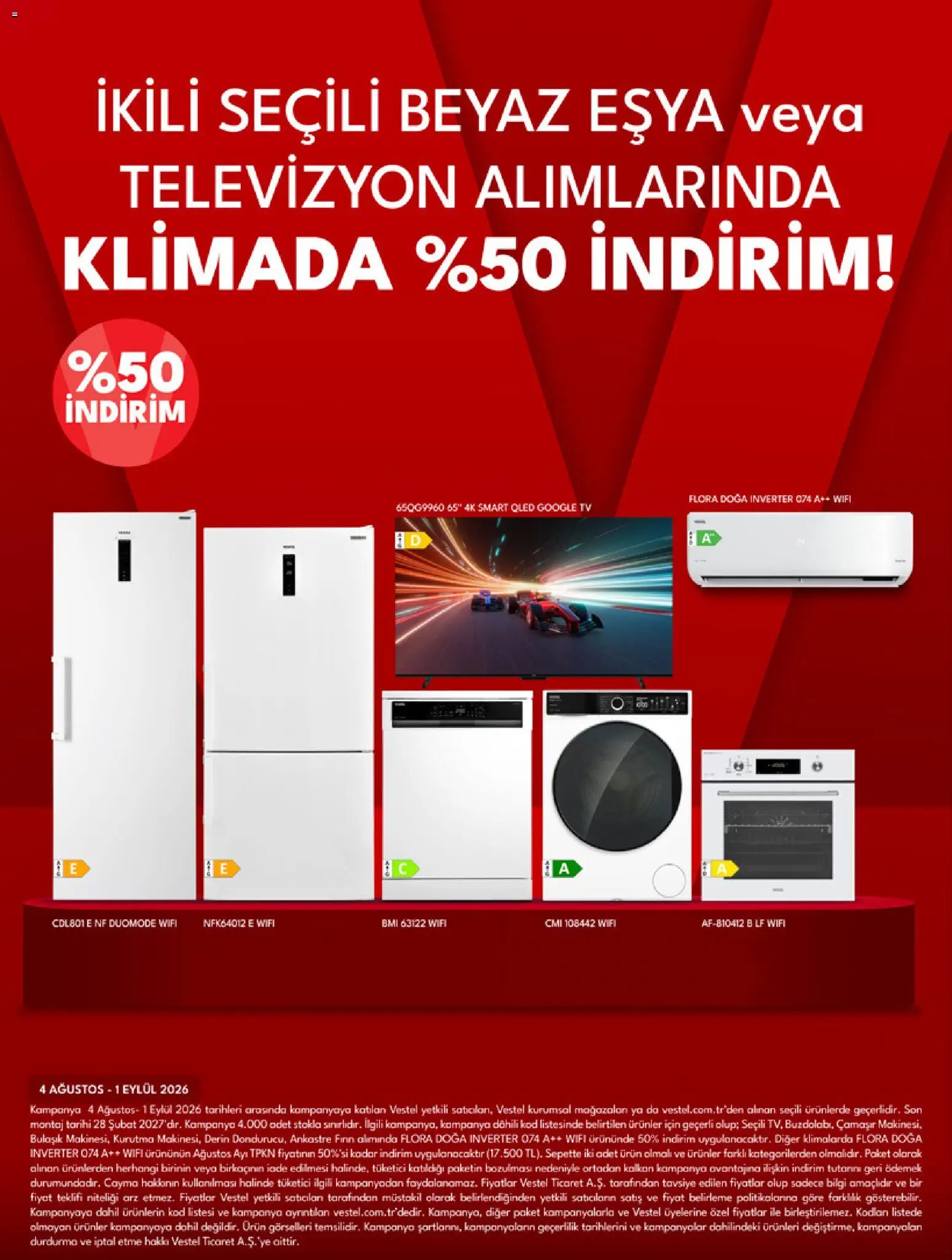 Vestel Katalog - 01 Ağustos 2026 tarihinden itibaren geçerlidir | Sayfa: 5 | Ürünler: Kalkan, TV, Televizyon, Fırın