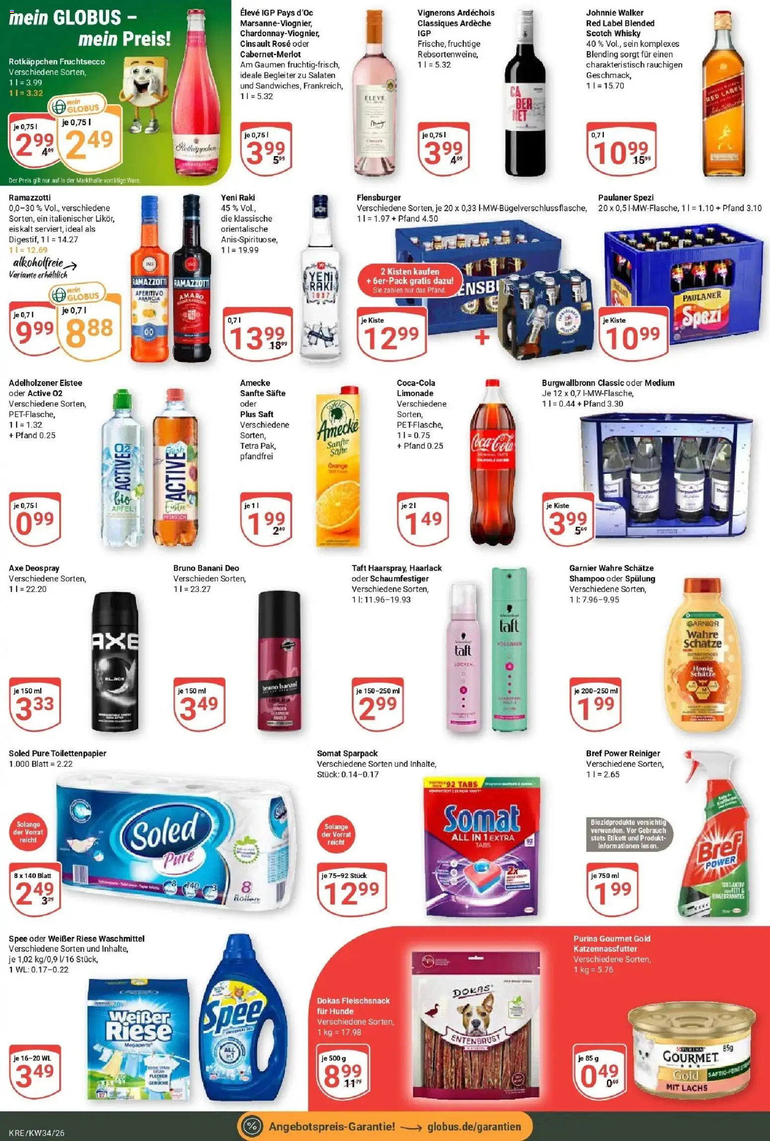 Globus Prospekt Krefeld (ab 17.08.2026) » Angebote online | Seite: 4 | Produkte: Paulaner spezi, Adelholzener, Shampoo, Flensburger