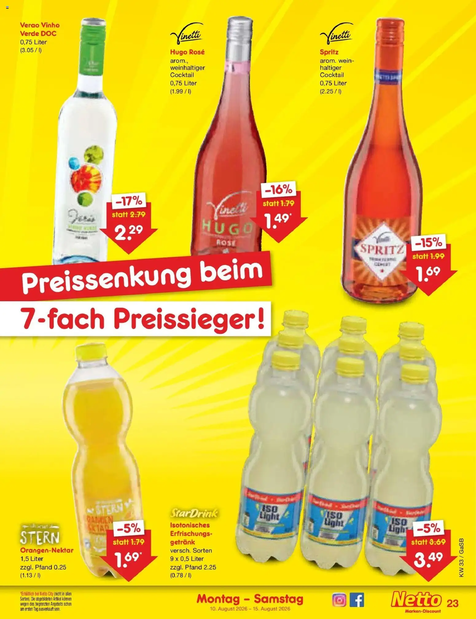 Netto Marken-Discount Prospekt – gültig ab 10.08.2026 | Seite: 33 | Produkte: Wein, Hugo