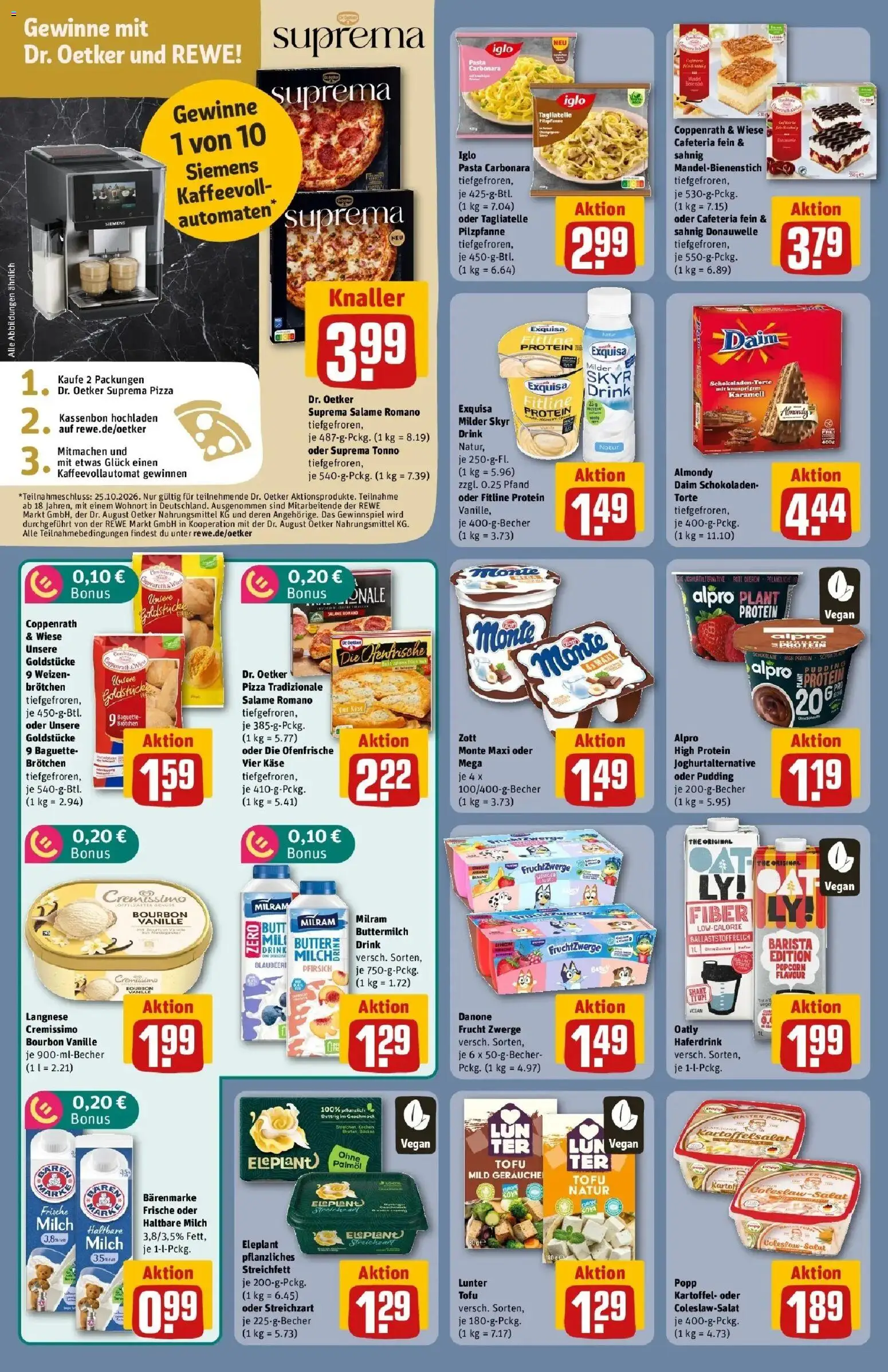 REWE Prospekt ab 05.10.2026 zum Blättern » Angebote | Seite: 18 | Produkte: Haltbare milch, Baguette, Ofenfrische, Pfirsich
