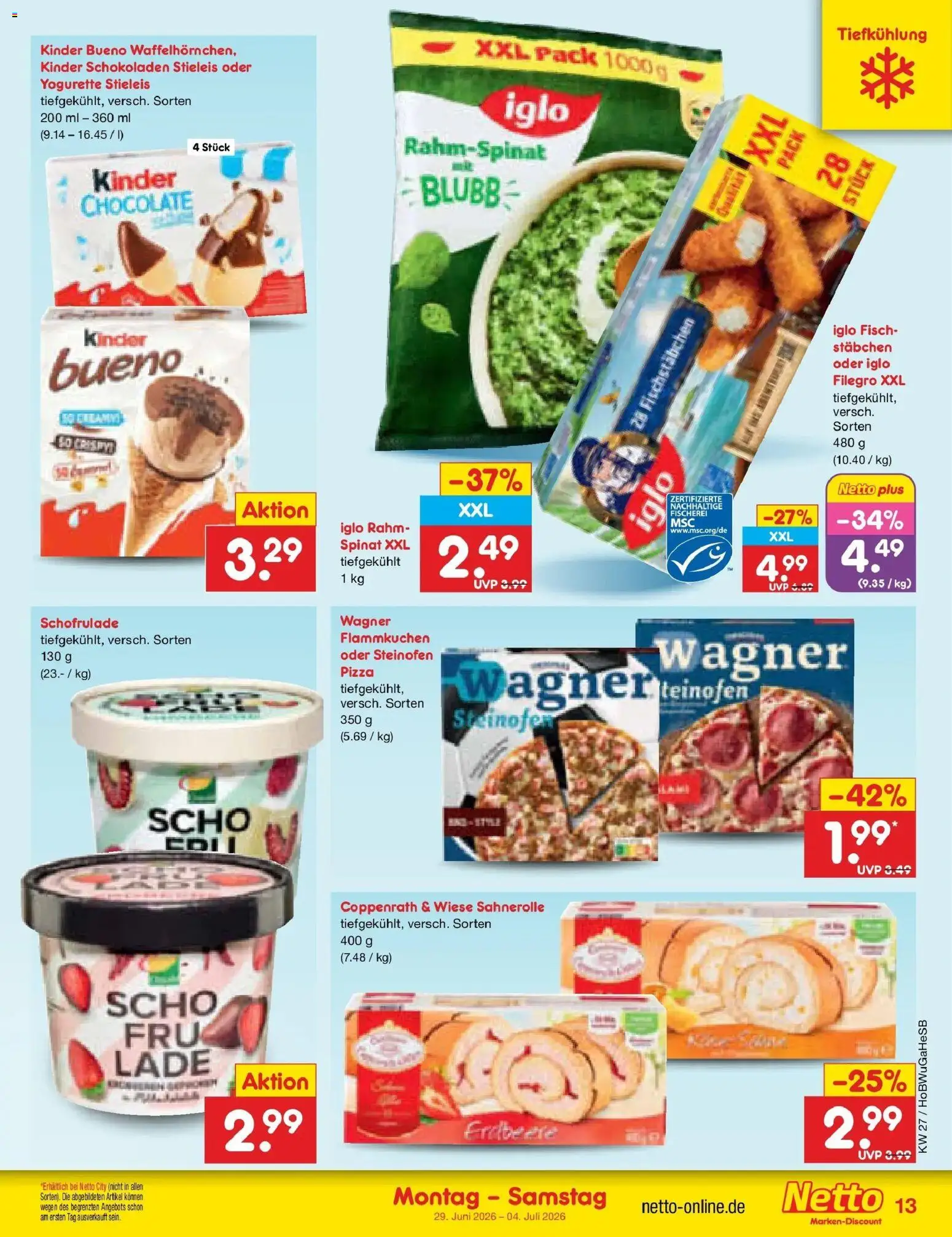 Netto Marken-Discount Prospekt Bremen-Lesum – gültig ab 29.06.2026 | Seite: 17 | Produkte: Iglo, Fisch, Fischstabchen, Pizza