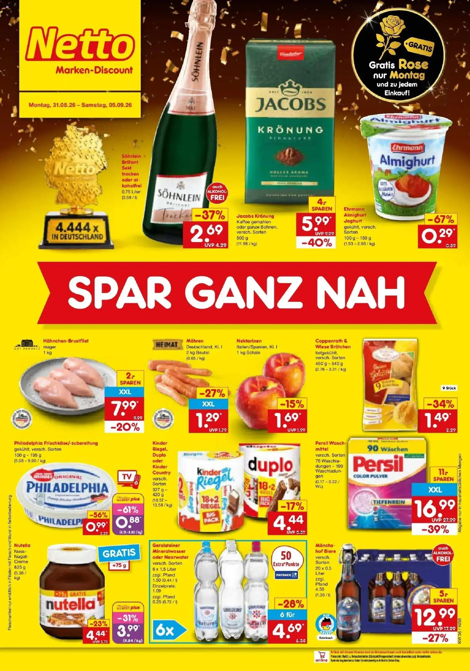 Netto Marken-Discount Prospekt Bad Friedrichshall (ab 31.08.2026) » Angebote | Seite: 2 | Produkte: Mineralwasser, Nutella, Wurst, Gerolsteiner