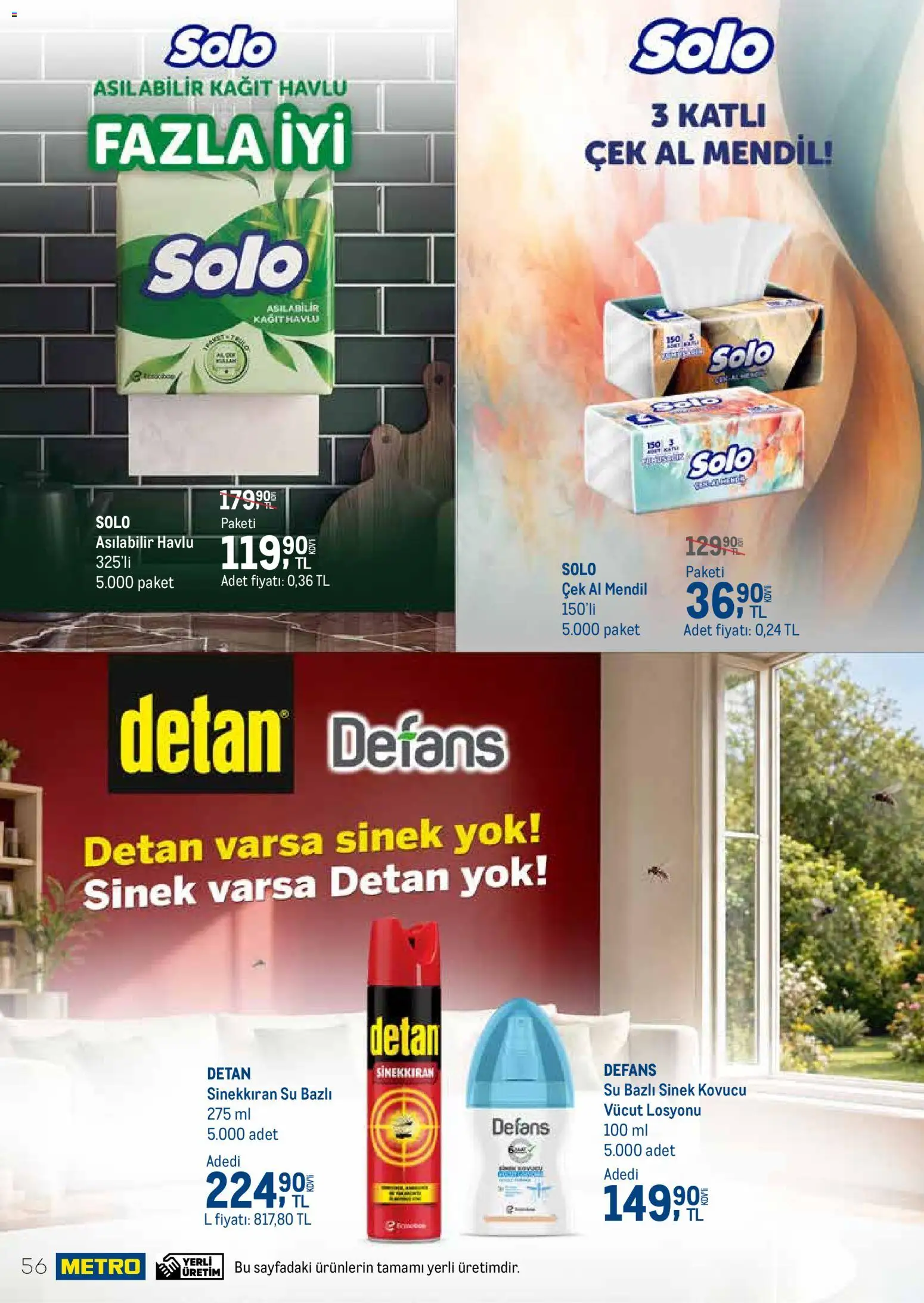 Metro - Temizlik | Kişisel bakım - 01 Temmuz 2026 tarihinden itibaren geçerlidir | Sayfa: 56 | Ürünler: Mendil, Kağıt havlu, Su