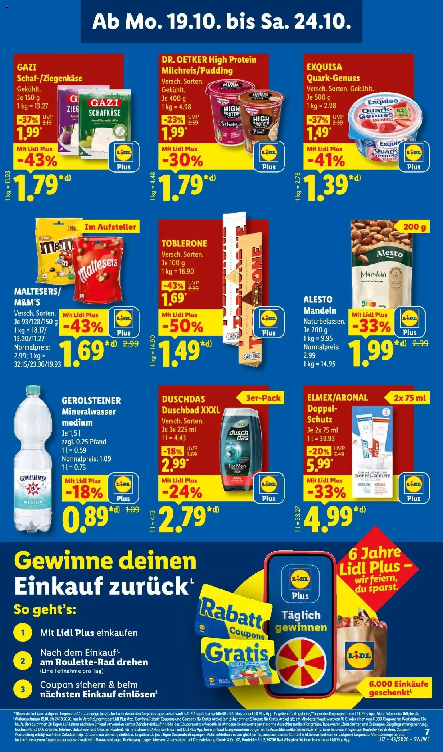 Lidl Prospekt Weikersheim (ab 19.10.2026) zum Blättern » Angebote | Seite: 13 | Produkte: M&M's, Mineralwasser, Exquisa, Duschdas