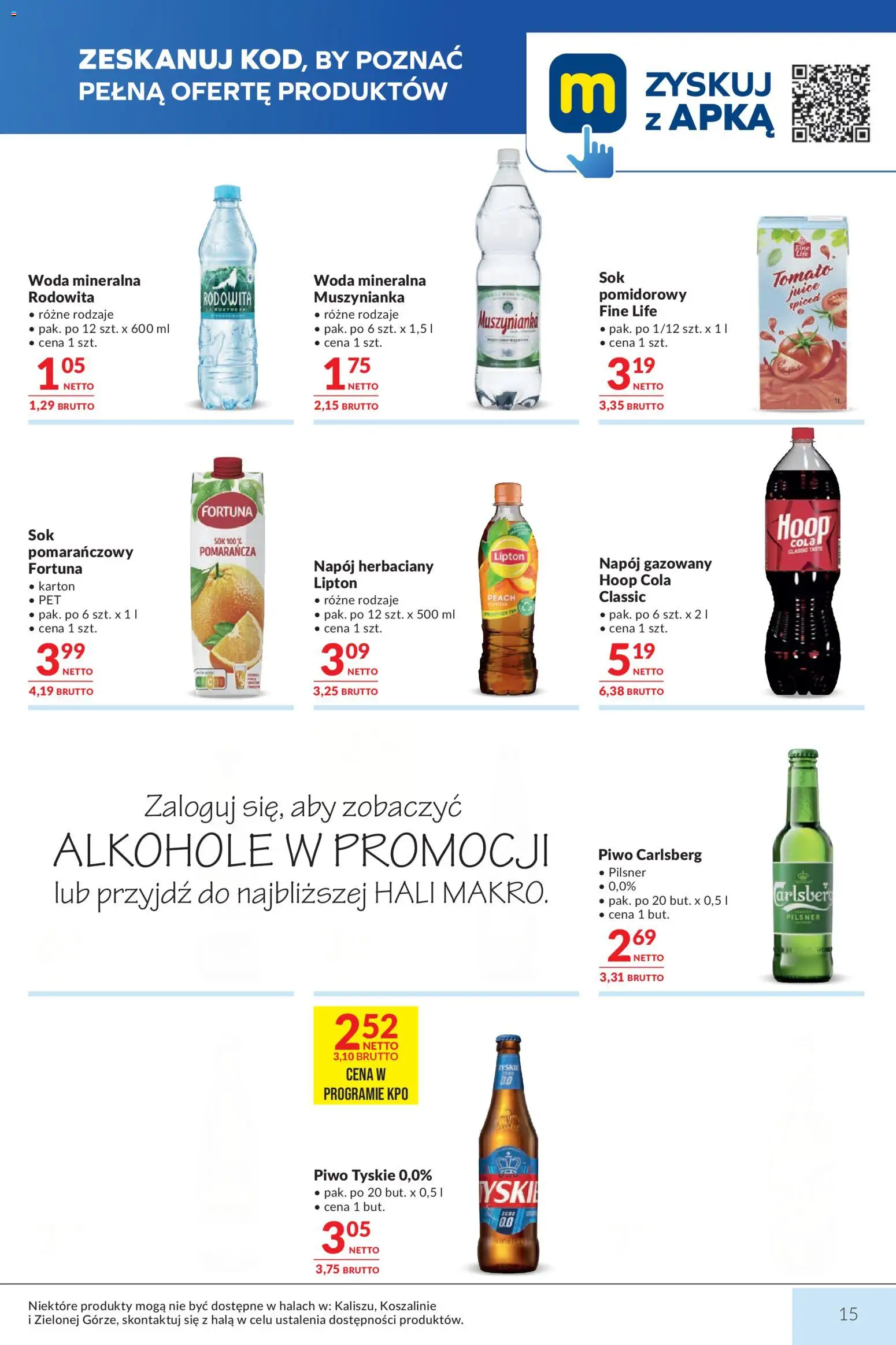 Makro gazetka od 15.09.2026 | Strona: 15 | Produkty: Muszynianka, Carlsberg, Piwo Carlsberg, Sok