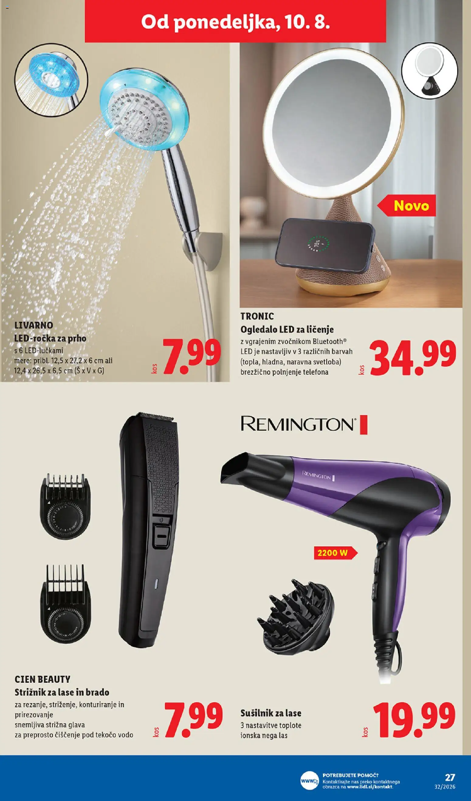 Novi Lidl katalog ponudbe – veljaven od 06.08.2026 | Stran: 57 | Izdelki: Ogledalo, Sušilnik za lase, Strižnik