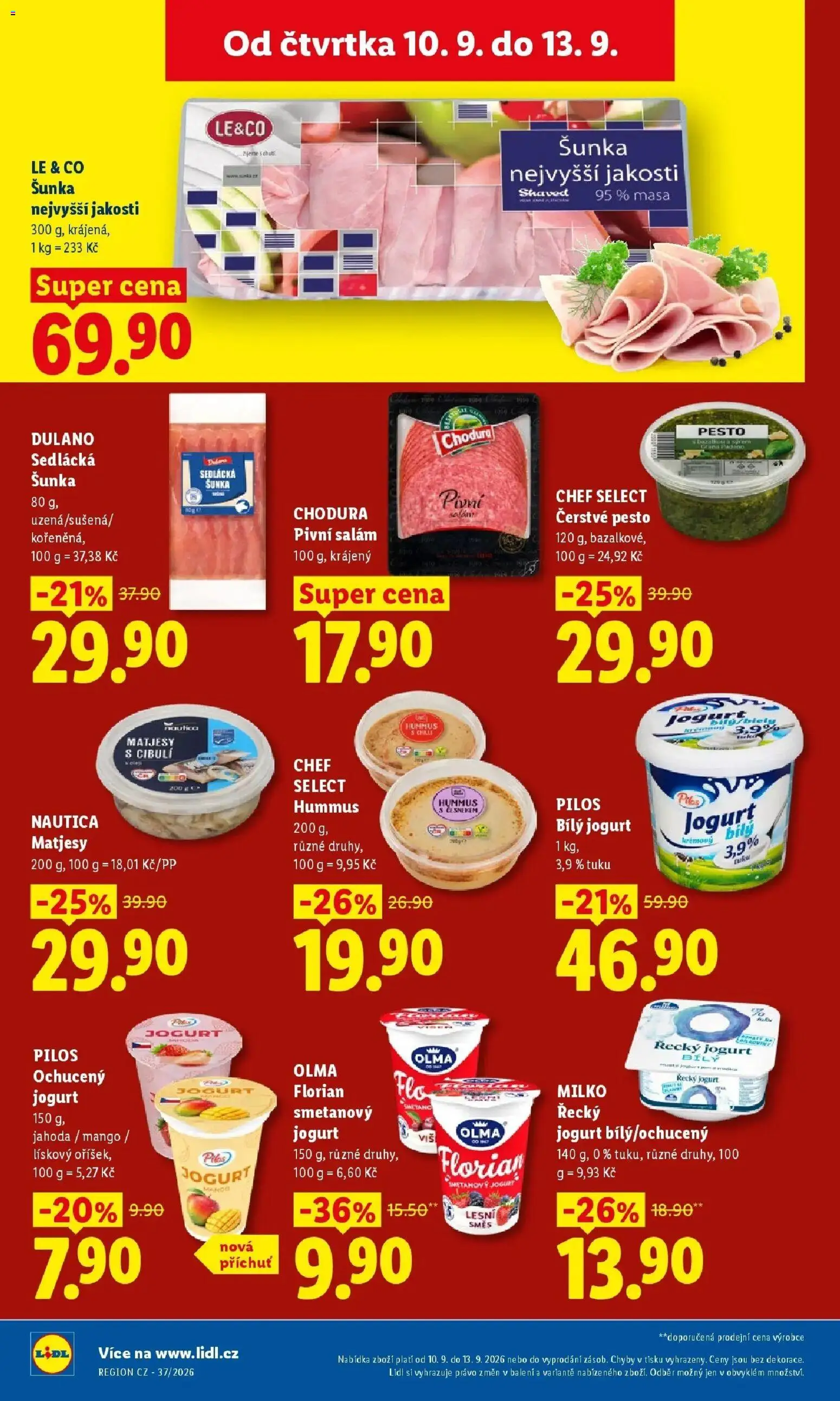 Lidl leták od 10.09.2026 - Nový akční leták | Strana: 22 | Produkty: Řecký jogurt, Matjesy s cibulí, Jogurt, Ochucený jogurt