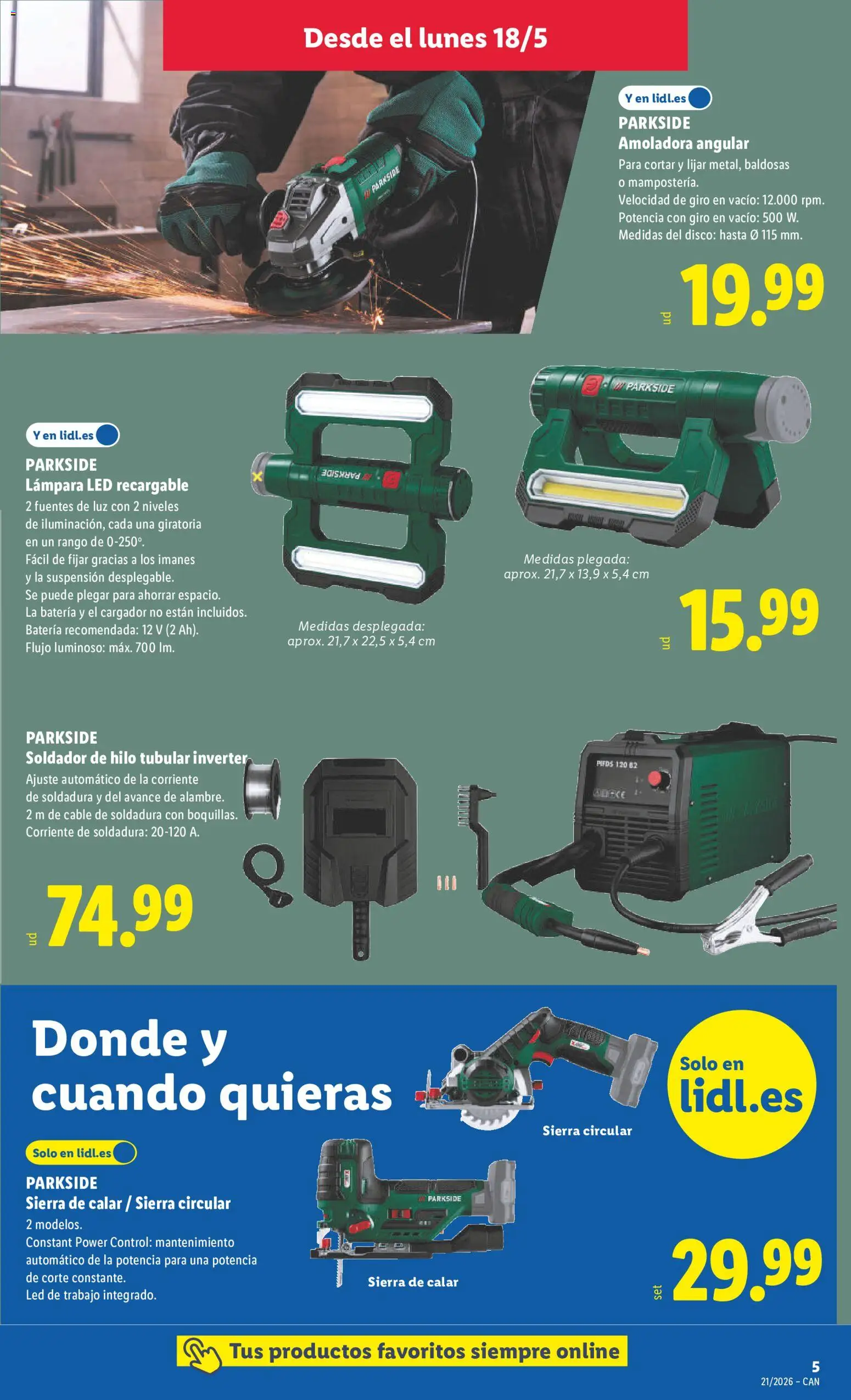 Lidl folleto de bazar │ válido desde el 18.05.2026 | Página: 13 | Productos: Cable, Disco, Batería, Lámpara