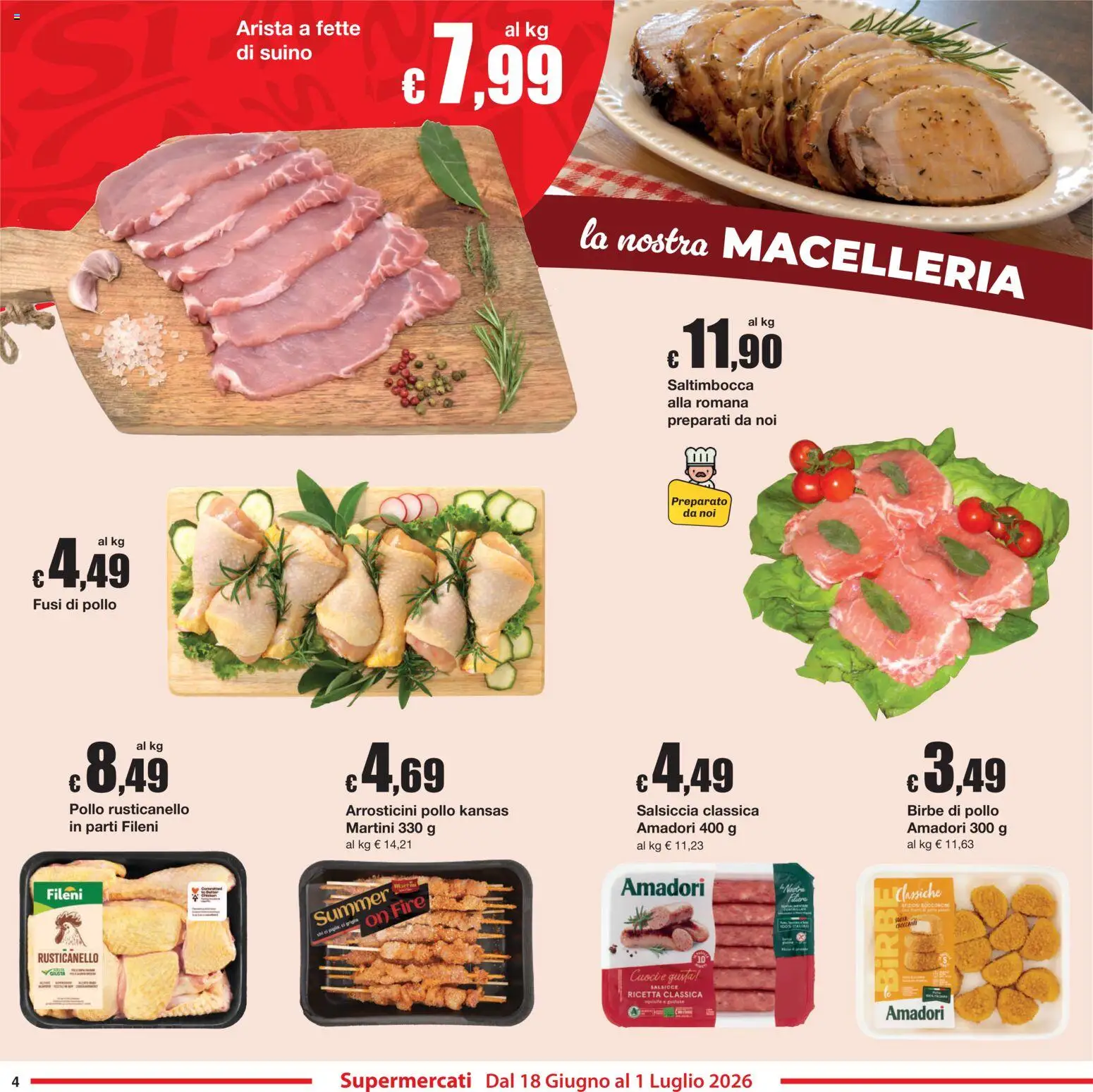 Volantino Sì con Te del 18.06.2026 | Pagina: 4 | Prodotti: Pollo, Suino, Salsiccia, Arrosticini