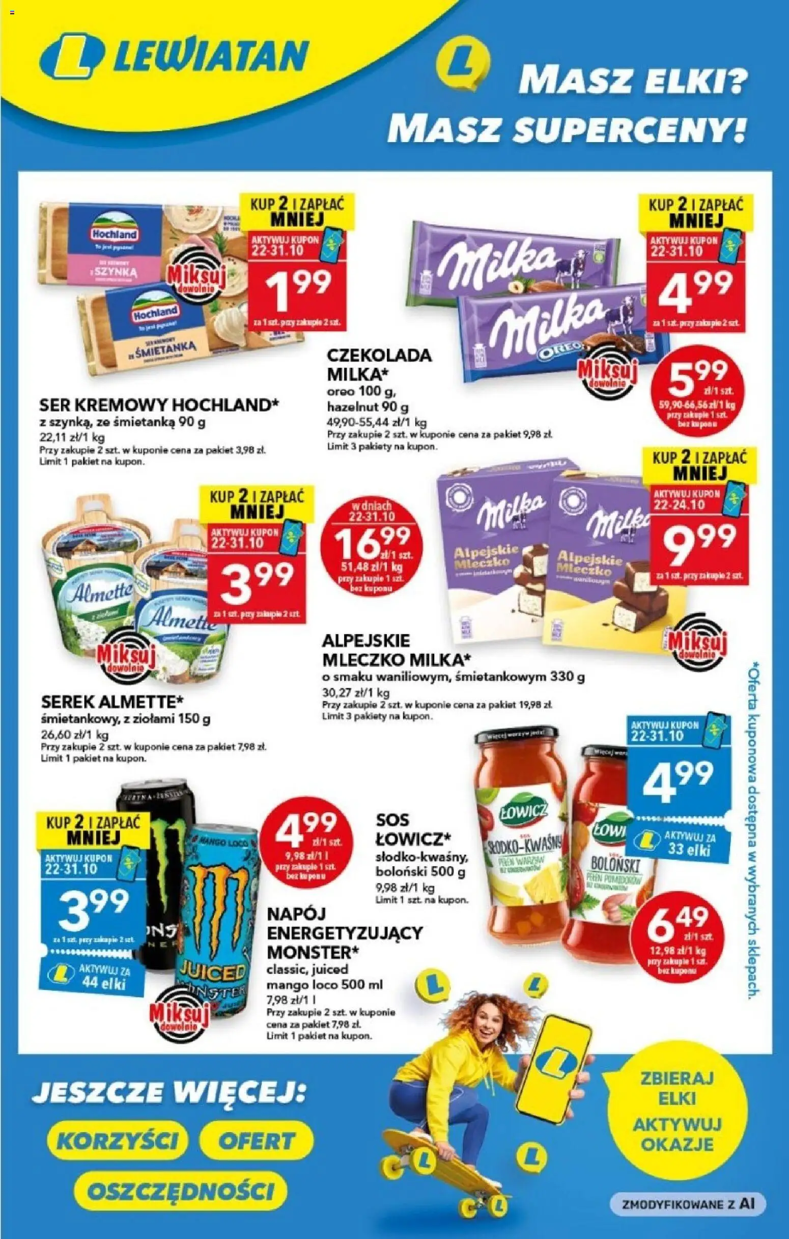Lewiatan gazetka - Superceny od 22.10.2026 | Strona: 1 | Produkty: Mango, Serek, Milka, Almette