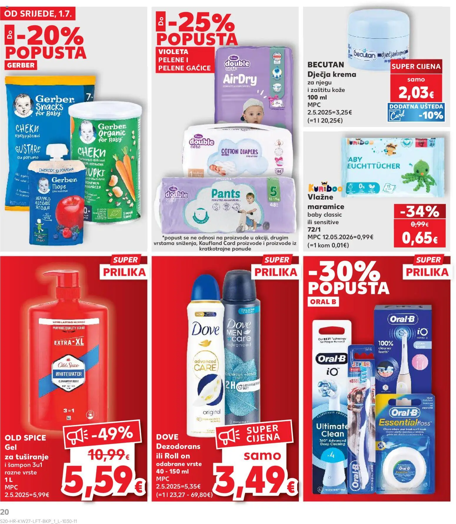 Kaufland HR akciós ujság - amely érvényes a következő dátumtól: 2026.07.01. | Oldal: 20 | Termékek: Old spice, Sampon