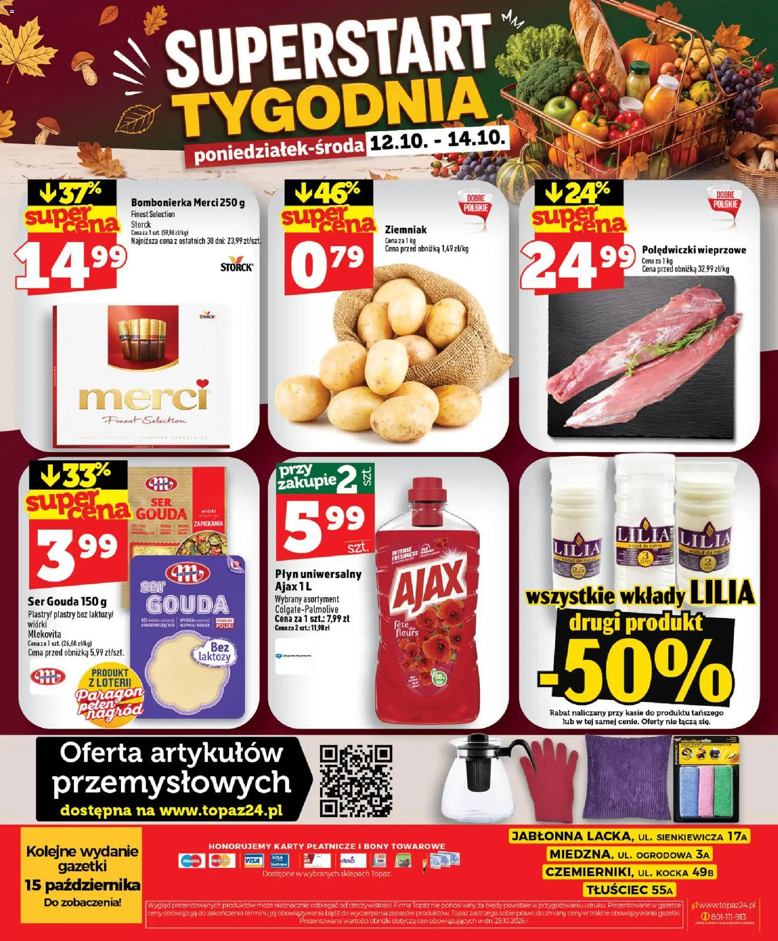 Topaz gazetka - Ceny małe na stałe od 08.10.2026 | Strona: 54 | Produkty: Bombonierka, Polędwiczki, Ser, Ser gouda