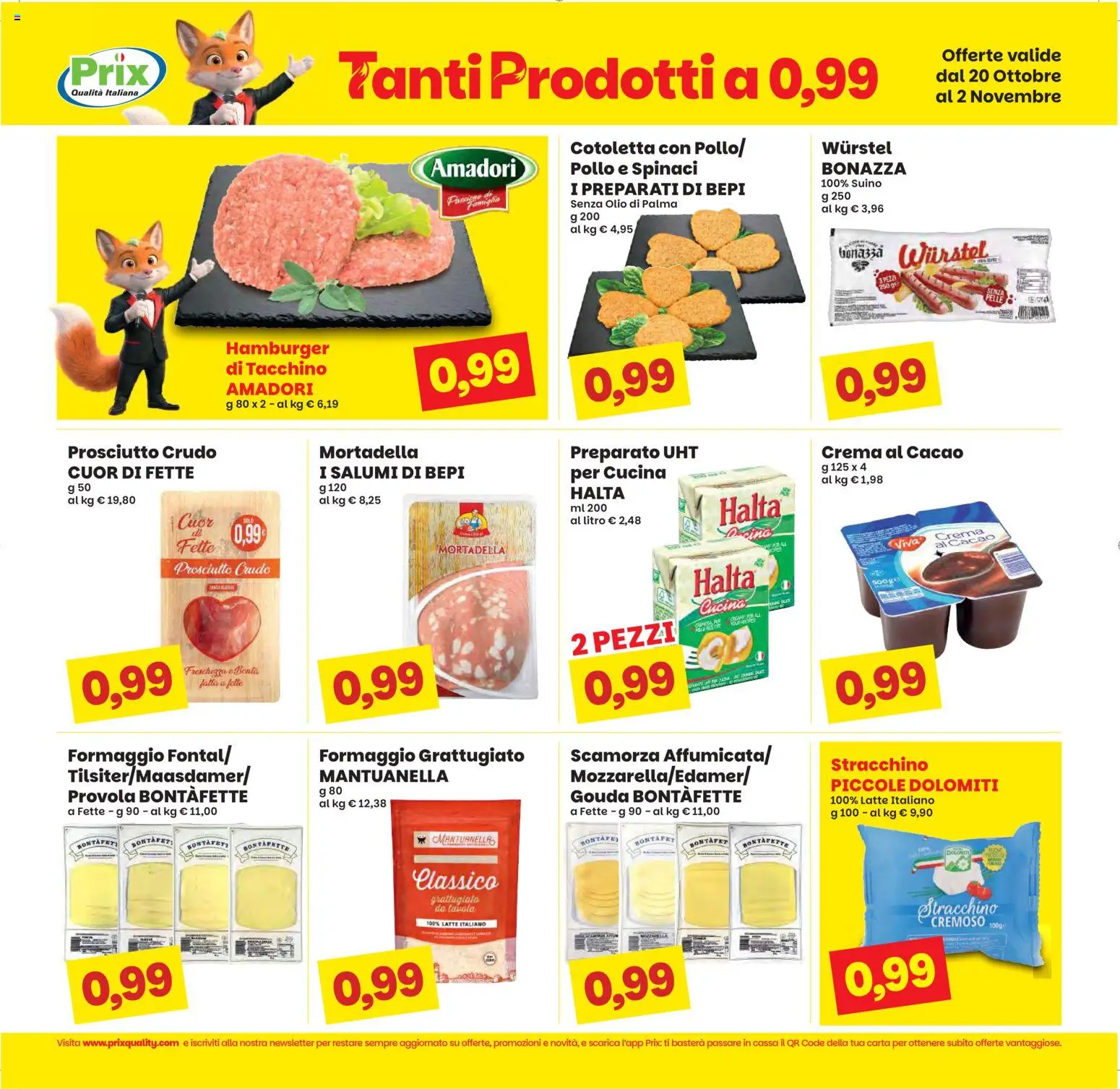 Volantino Prix del 20/10/2026 | Pagina: 3 | Prodotti: Formaggio grattugiato, Suino, Latte, Cacao