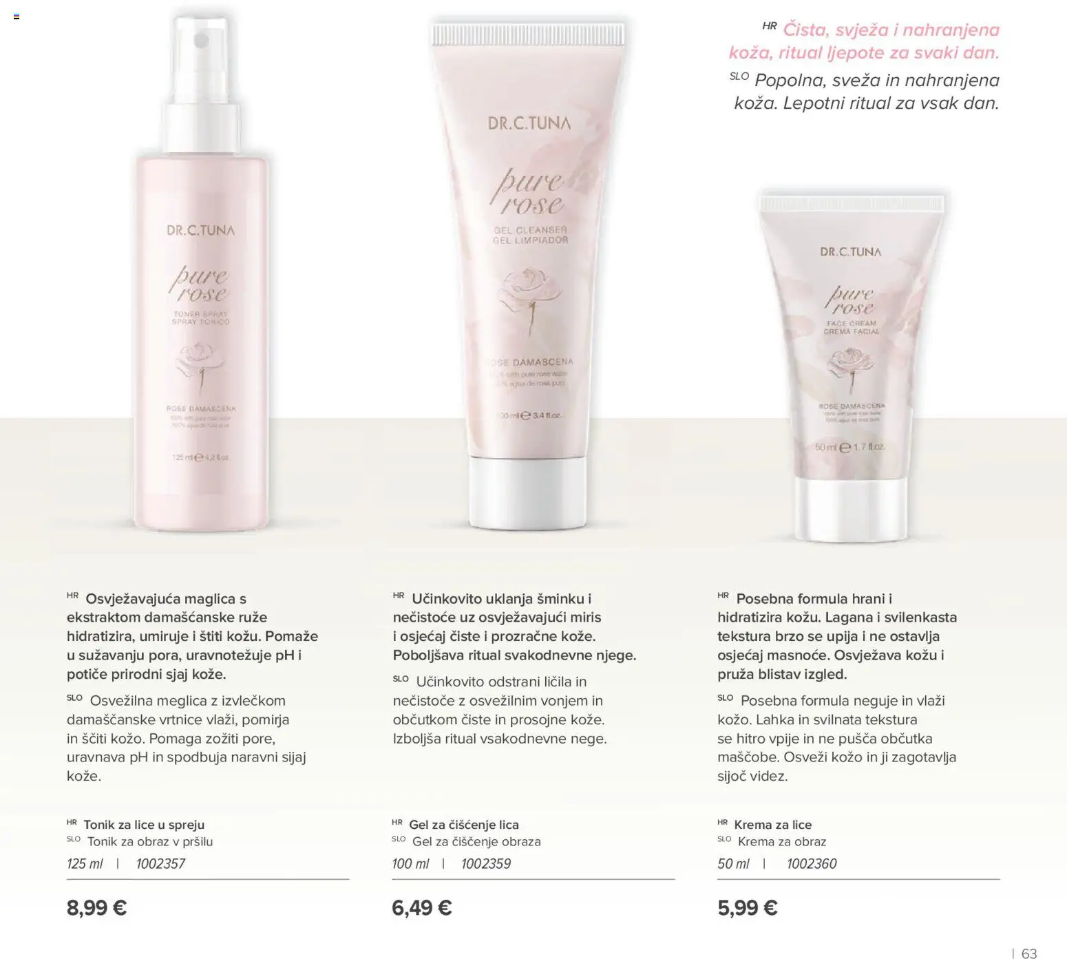 Farmasi katalog | vrijedi od 01.05.2026 | Stranica: 63 | Proizvodi: Gel za čišćenje lica, Krema za lice, Krema, Toner