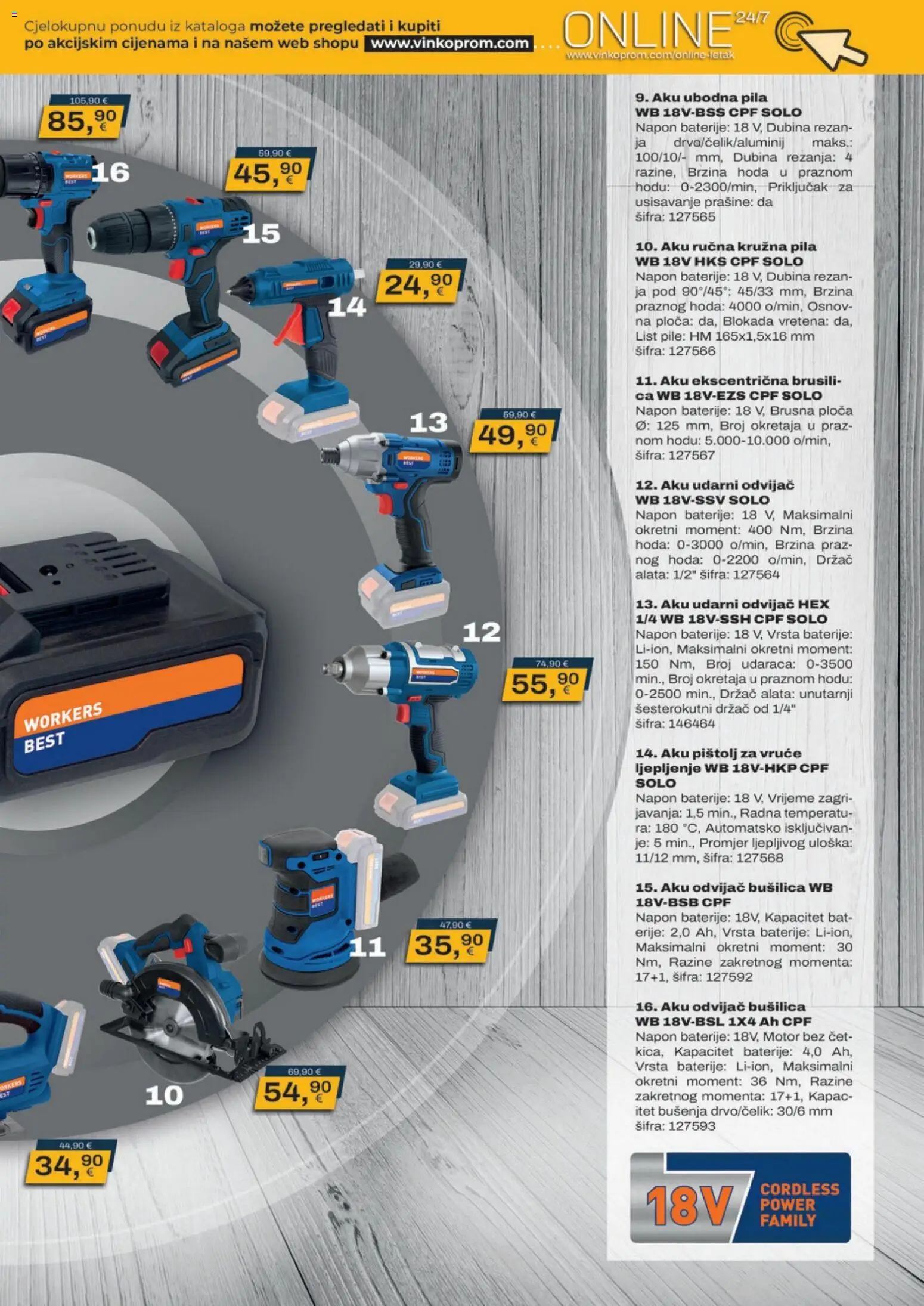Vinkoprom katalog | vrijedi od 06.07.2026 | Stranica: 13 | Proizvodi: Ubodna pila, Aku odvijač, Baterije, Odvijač