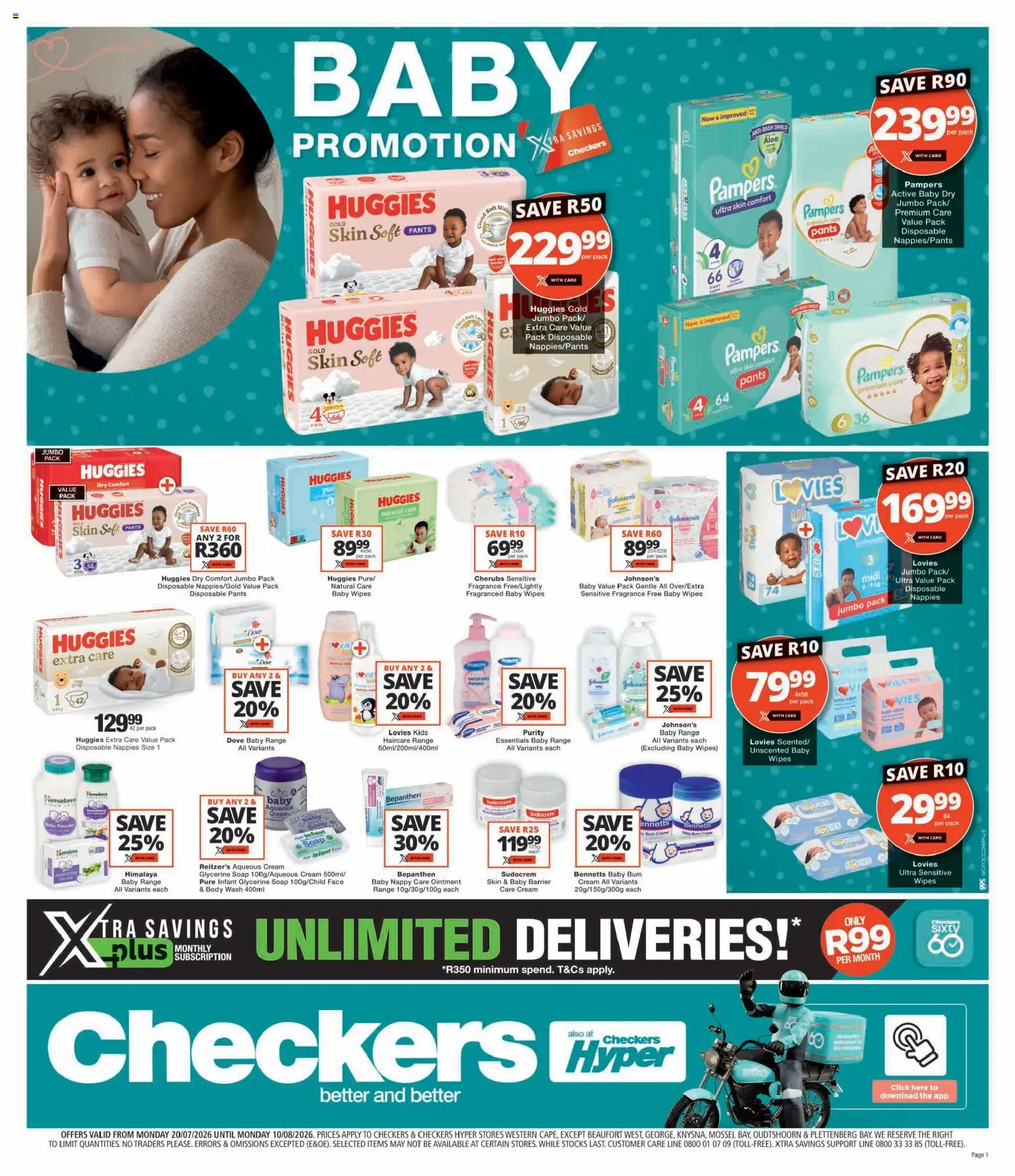 New Checkers catalogue – valid from 20/07/2026 | Page: 1 | Products: Shampoo, Cream, Soap, Body wash
