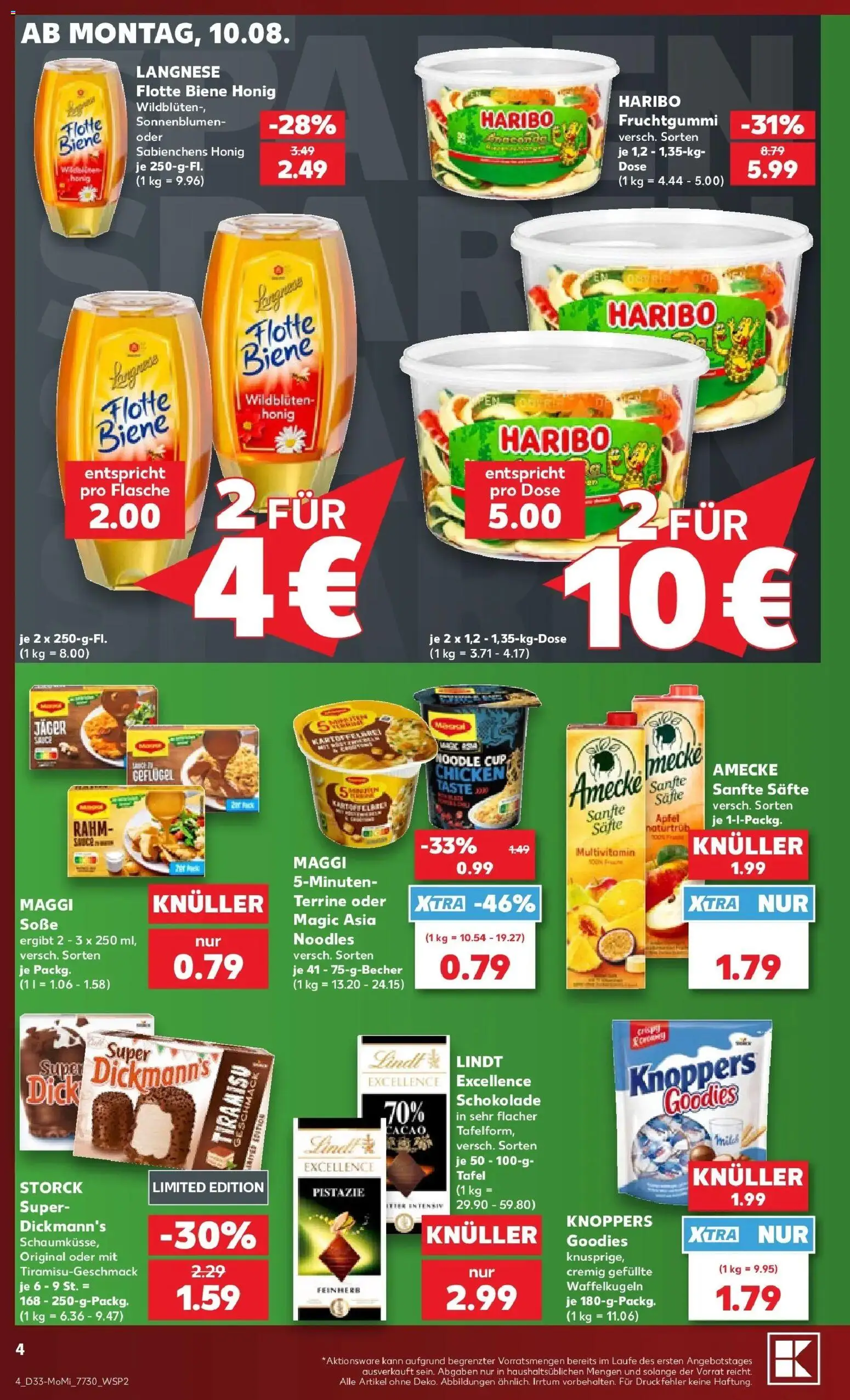 Prospekt Kaufland ab 10.08.2026 » Angebote Online zum Blättern | Seite: 4 | Produkte: Haribo, Äpfel, Knoppers, Lindt