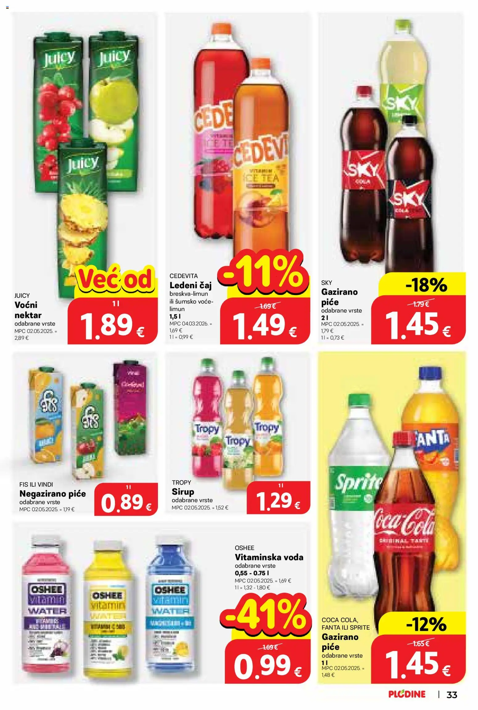 Plodine katalog | vrijedi od 09.09.2026 | Stranica: 33 | Proizvodi: Fanta, Sprite, Voće, Limun