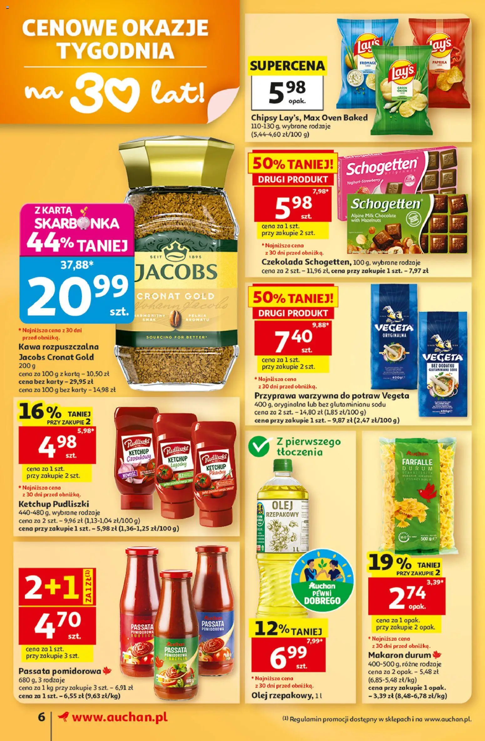 Auchan gazetka od 15.10.2026 | Strona: 6 | Produkty: Ketchup, Jacobs cronat gold, Kawa, Makaron