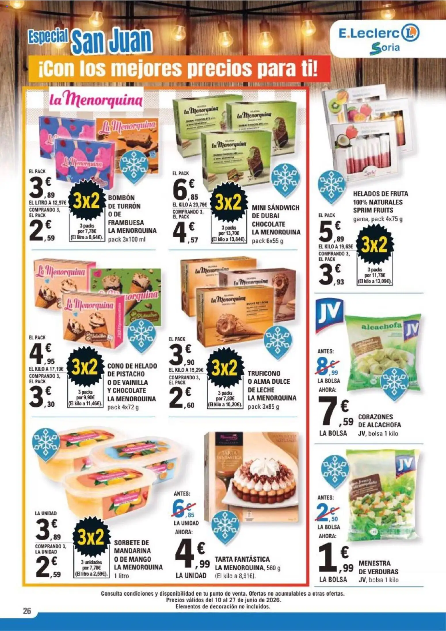 E.Leclerc Soria │ válido desde el 10.06.2026 | Página: 26 | Productos: Leche, Chocolate, Helado, Bolsa