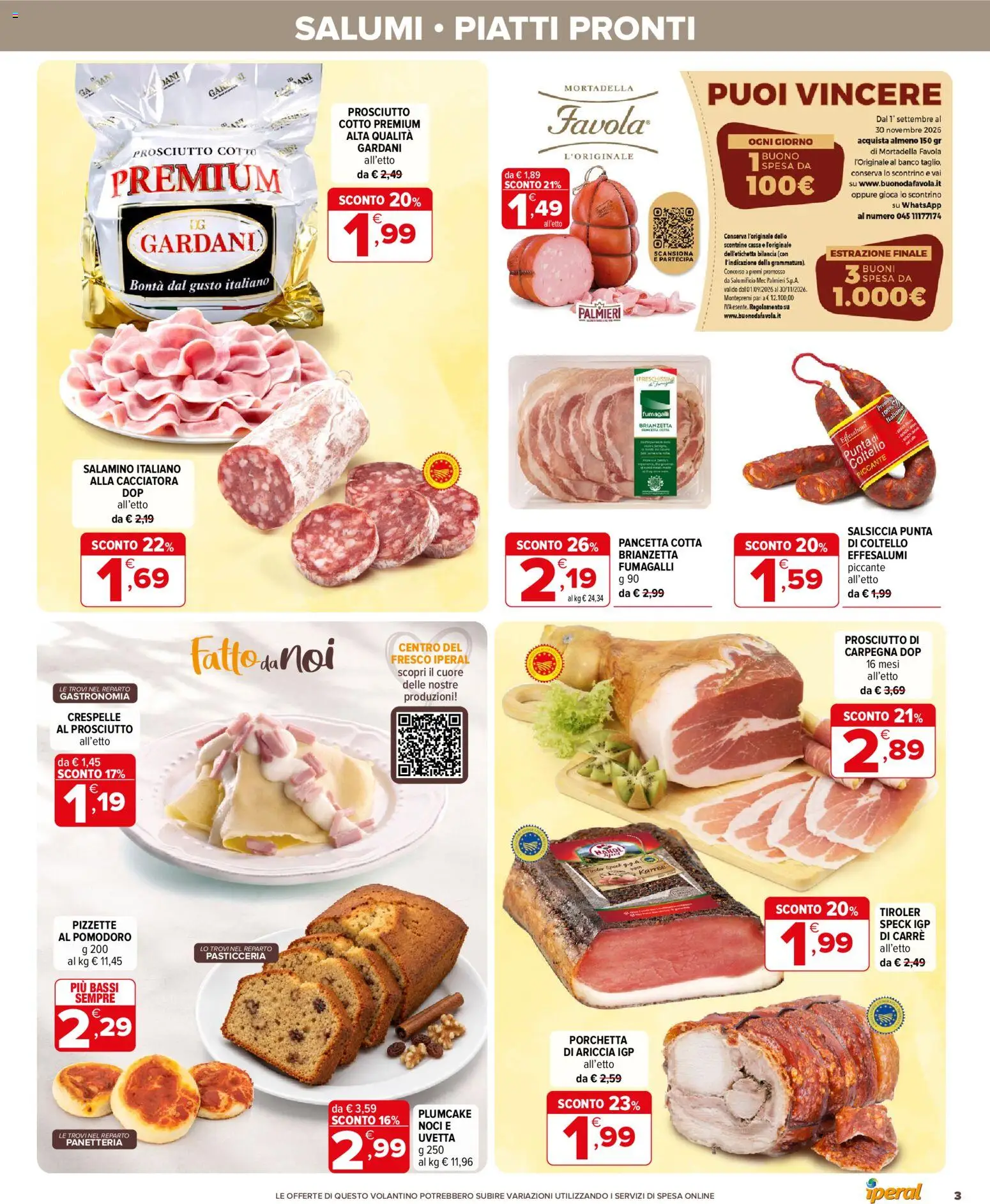 Volantino Iperal del 28/10/2026 | Pagina: 3 | Prodotti: Pancetta, Salsiccia, Noci, Mortadella