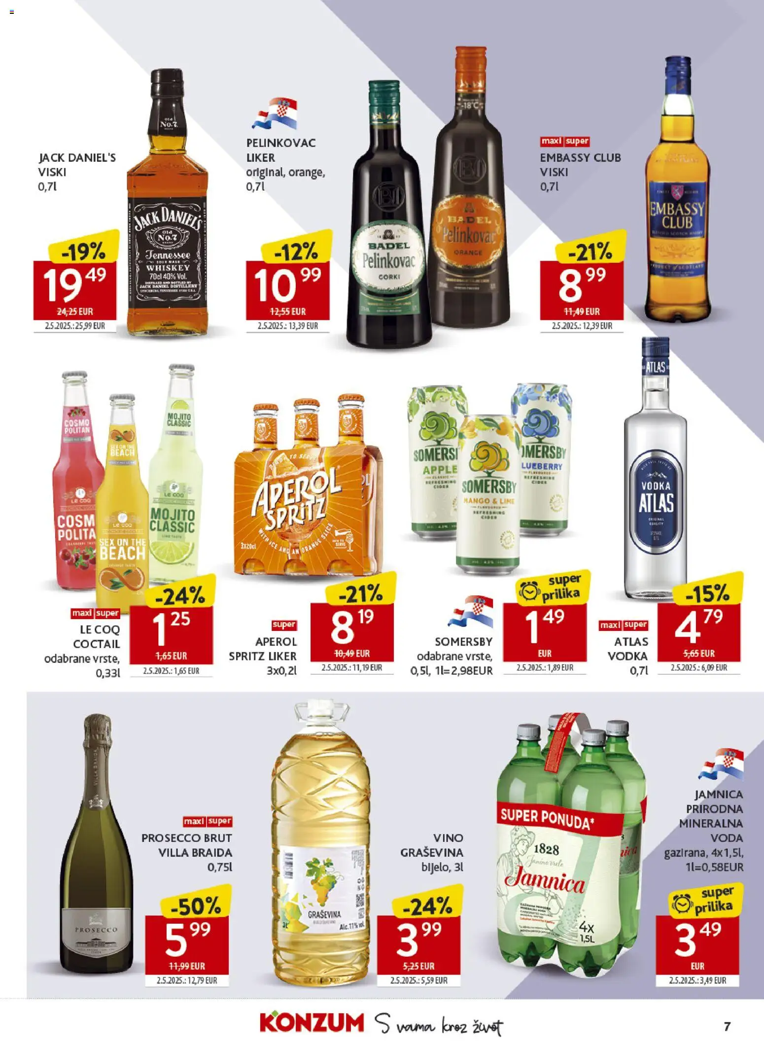 Konzum katalog | vrijedi od 29.04.2026 | Stranica: 7 | Proizvodi: Aperol spritz, Prosecco, Somersby, Vodka