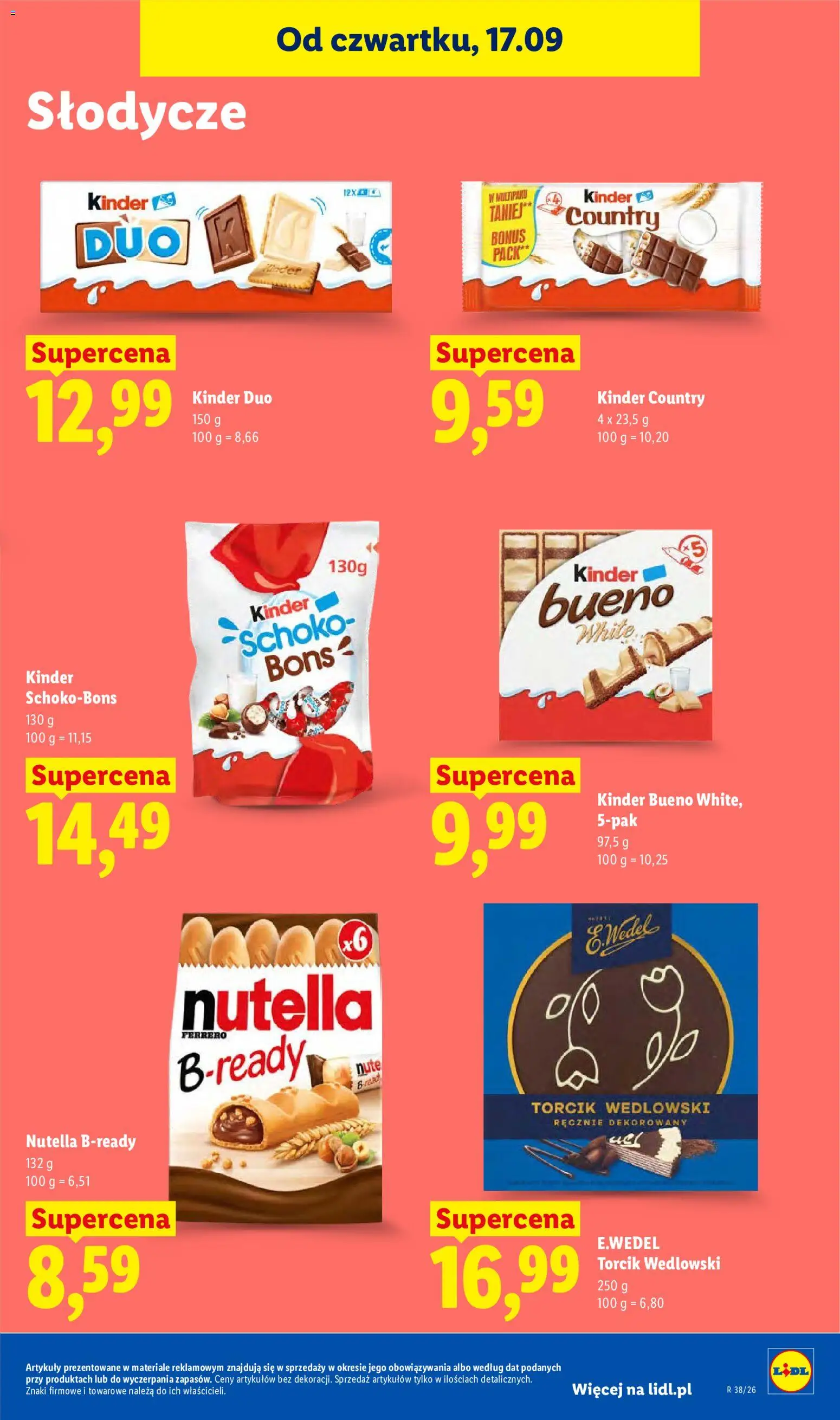 Lidl Polsko leták od 17.09.2026 | Strana: 73 | Produkty: Kinder, Kinder Bueno, Nutella