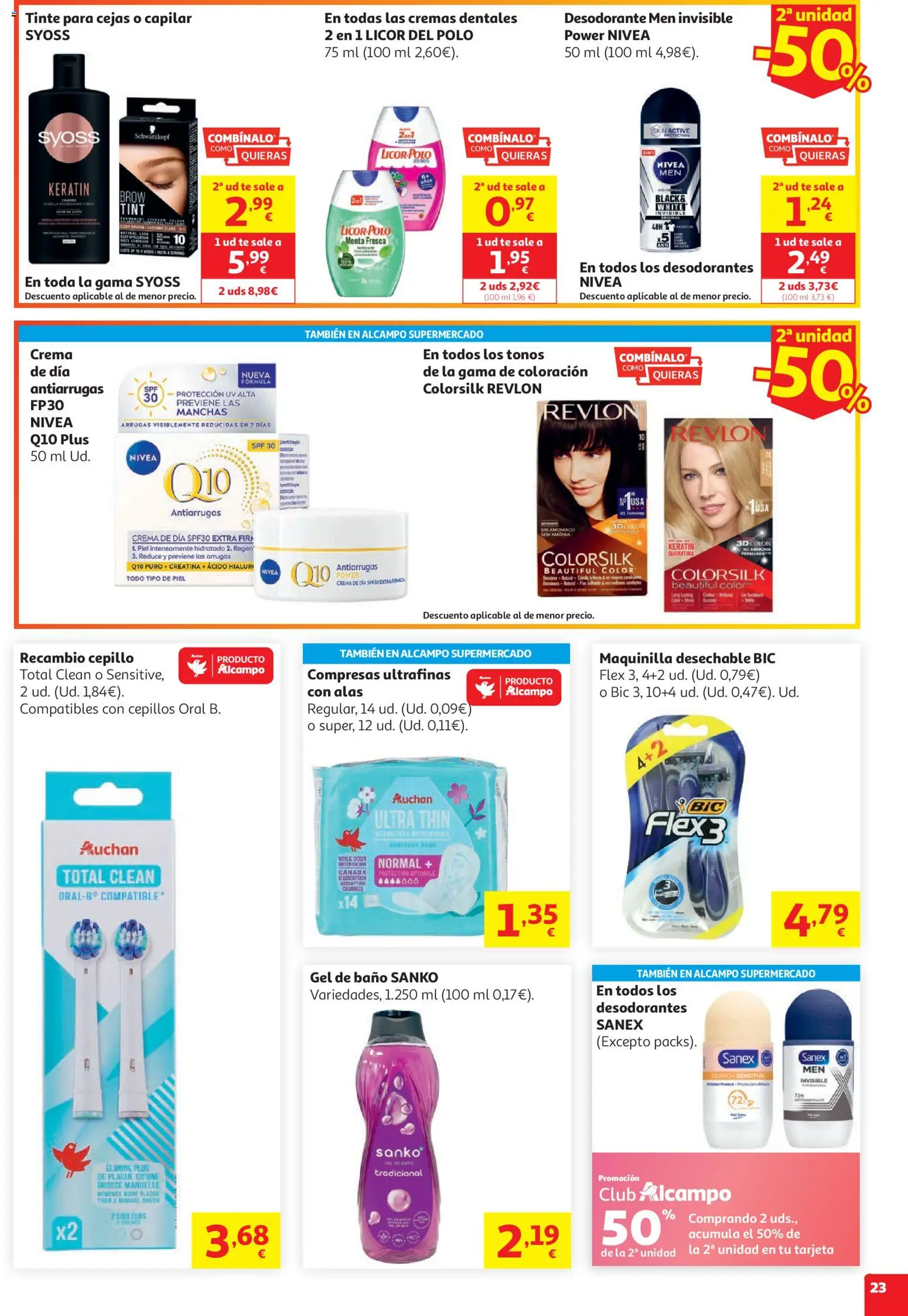 Alcampo HG Unico │ válido desde el 05.05.2026 | Página: 23 | Productos: Cepillo, Desodorante, Crema, Crema de día