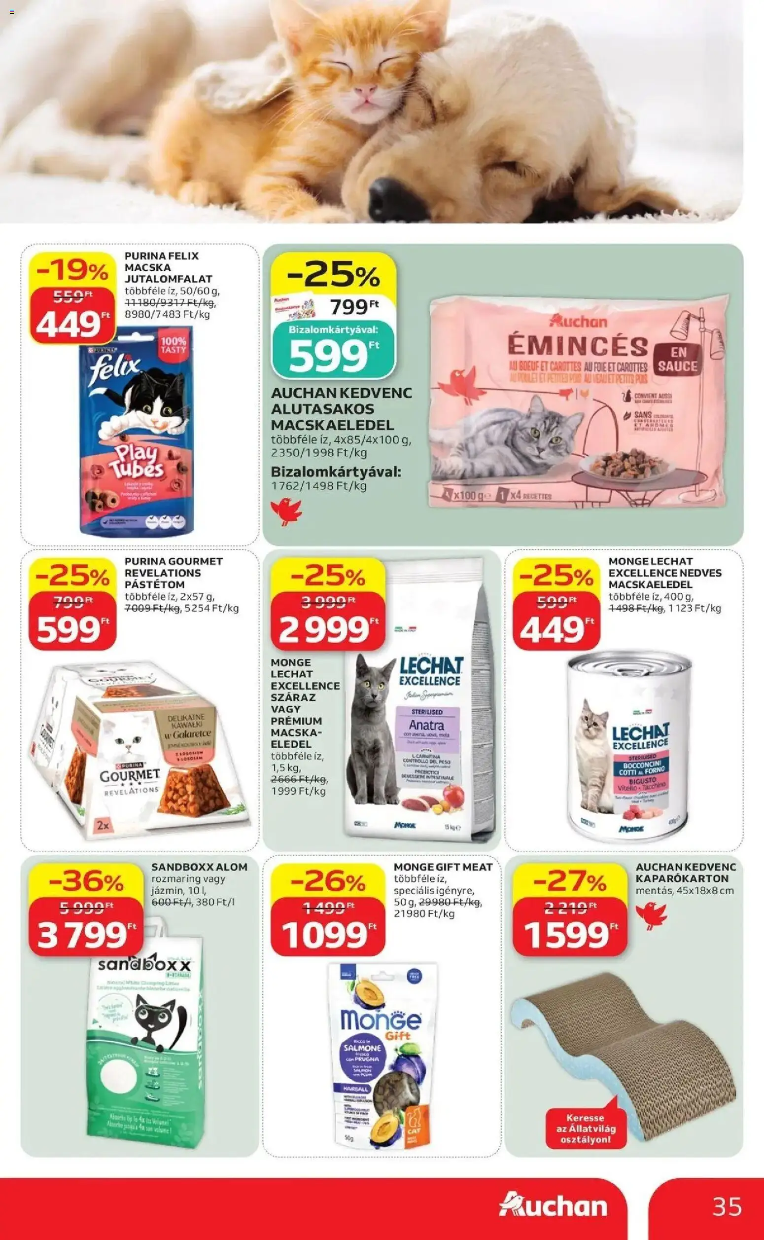 Auchan akciós újság Szolnok - 2026.09.17. -tól/töl > akció, lapozható szórólap 🛍️ | Oldal: 35 | Termékek: Jutalomfalat, Felix, Purina, Pástétom