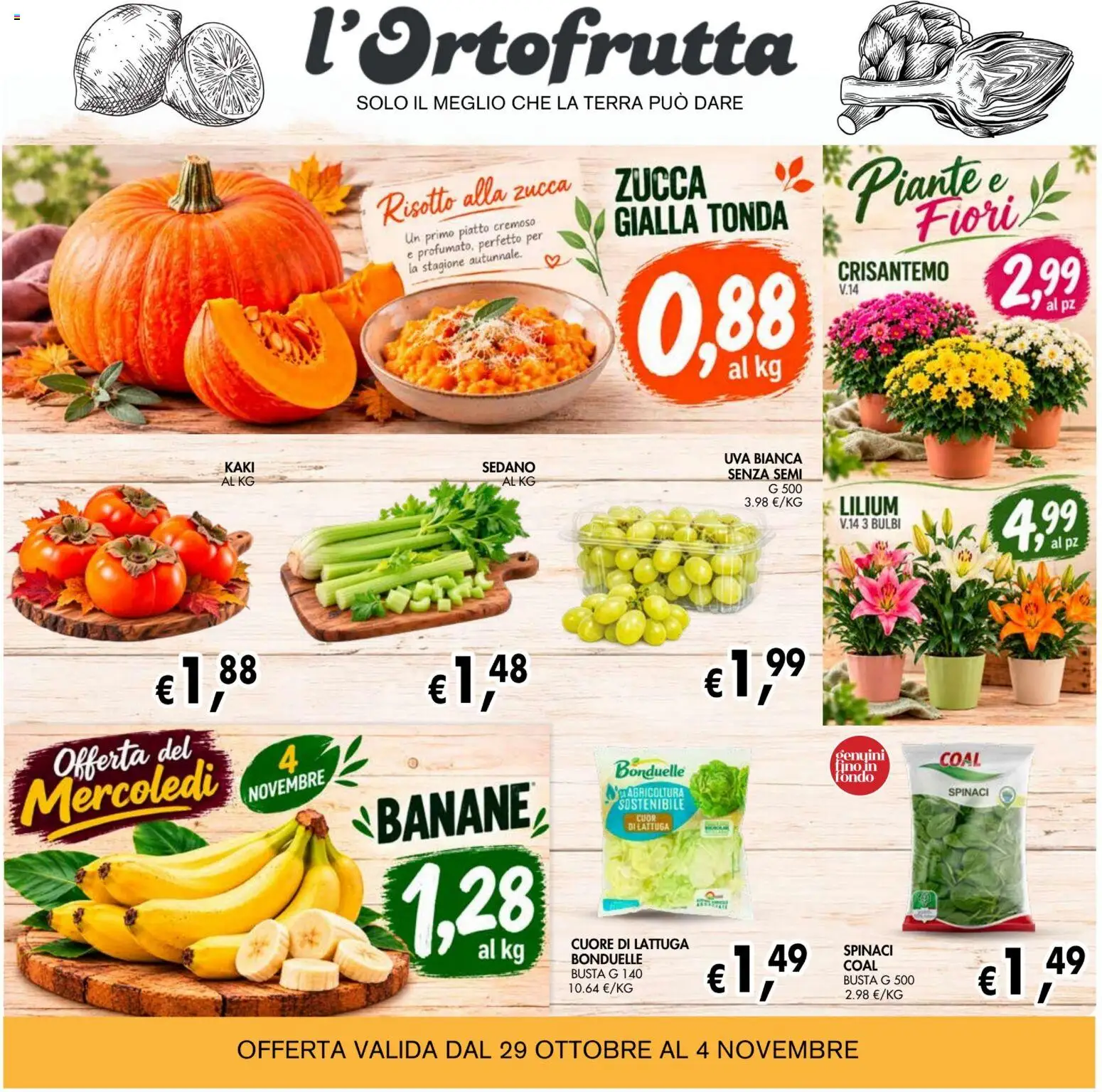Volantino Coal del 22/10/2026 | Pagina: 5 | Prodotti: Spinaci, Fiori, Piatto, Terra